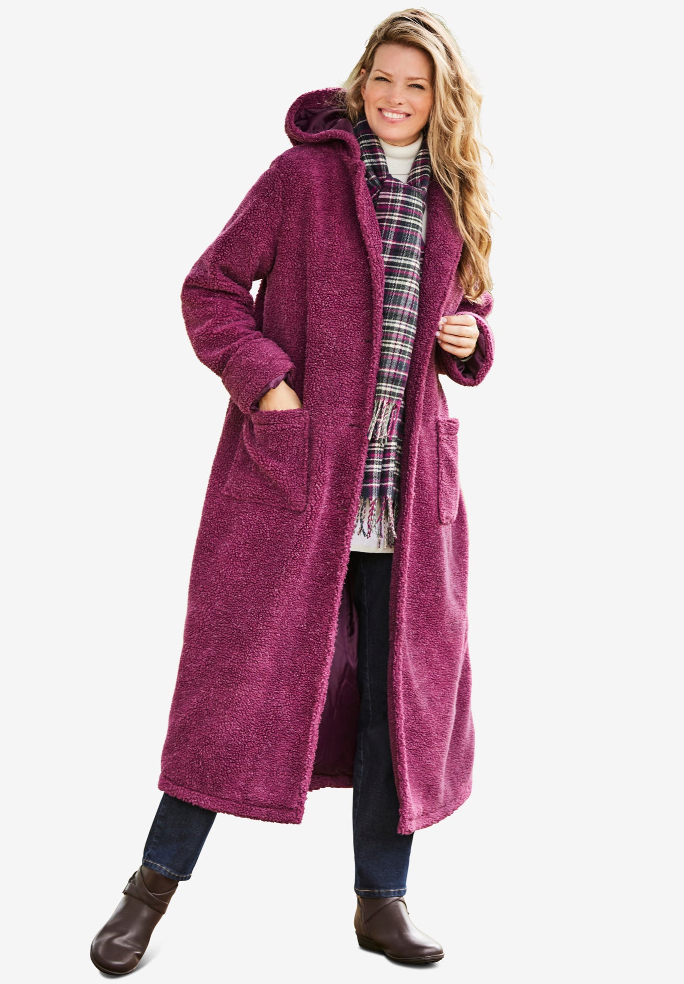 purple fleece coat