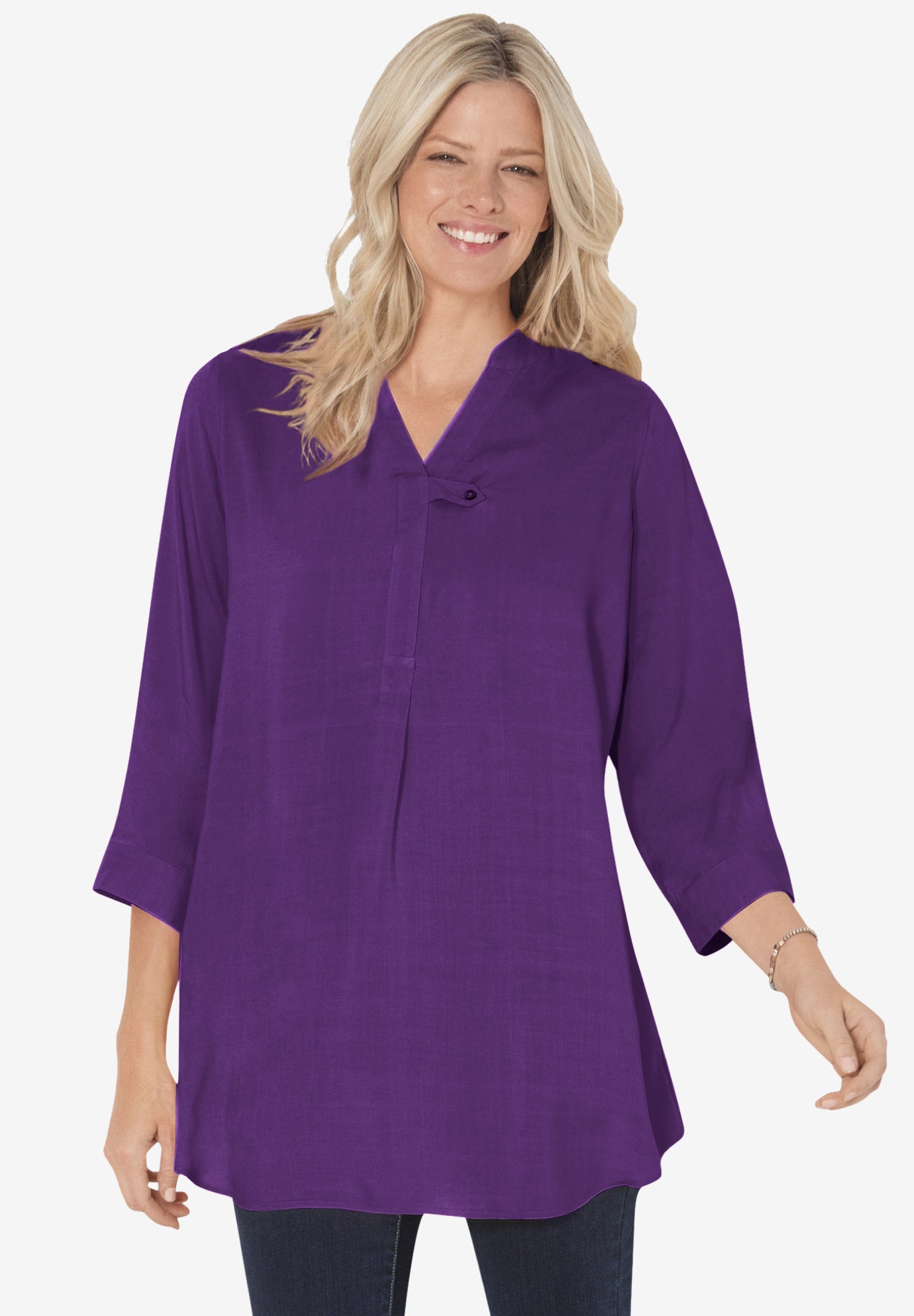 ThreeQuarter Sleeve TabFront Tunic Woman Within