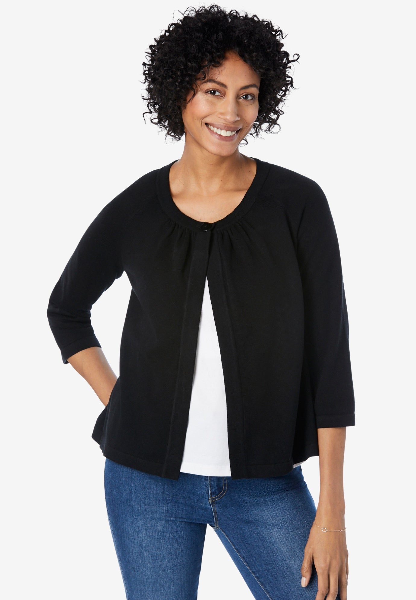 Single Button Shrug Cardigan Woman Within