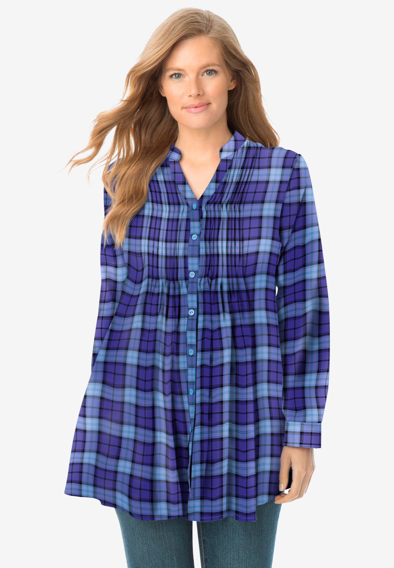 Pintucked Flannel Shirt | Woman Within