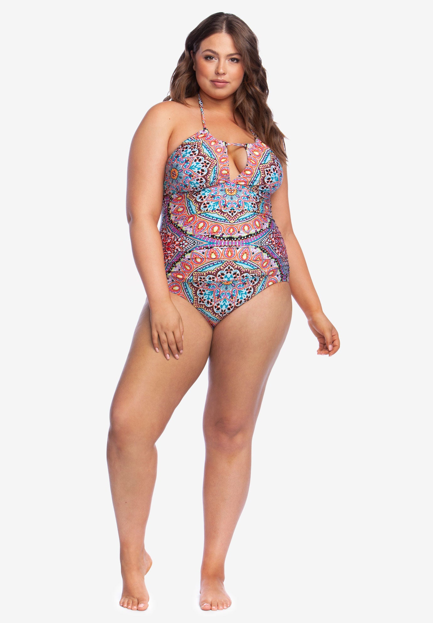 High Neck Halter One Piece By Kenneth Cole Reaction Plus Size Swim Woman Within