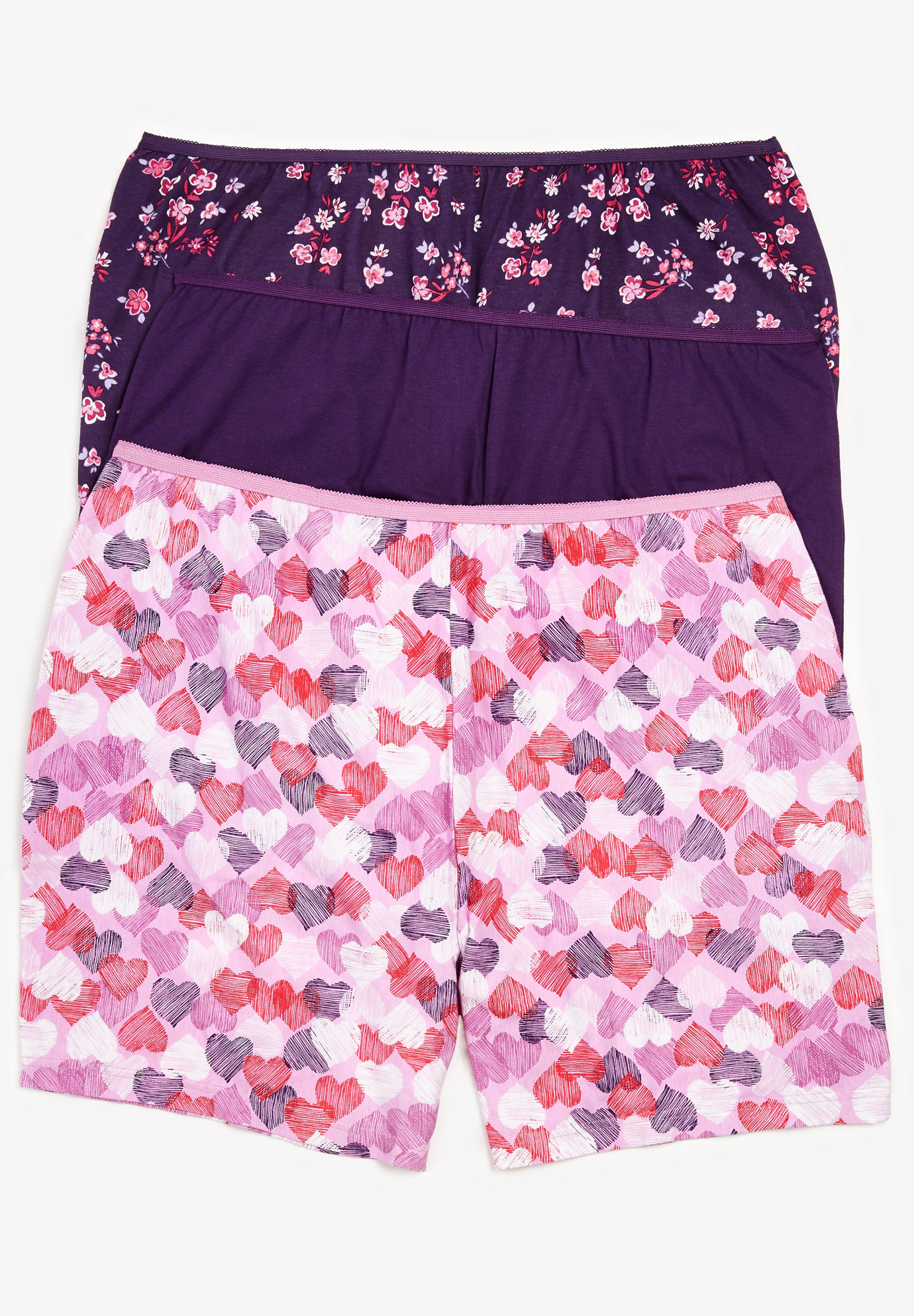 PINK floral boy shorts comfy but pretty lady's knickers choice of 3 sizes