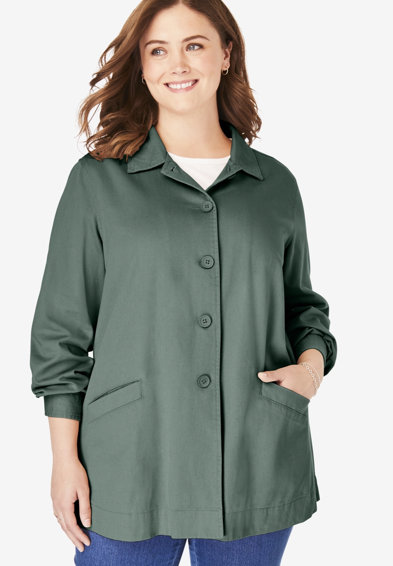 PleatBack Denim Jacket Woman Within