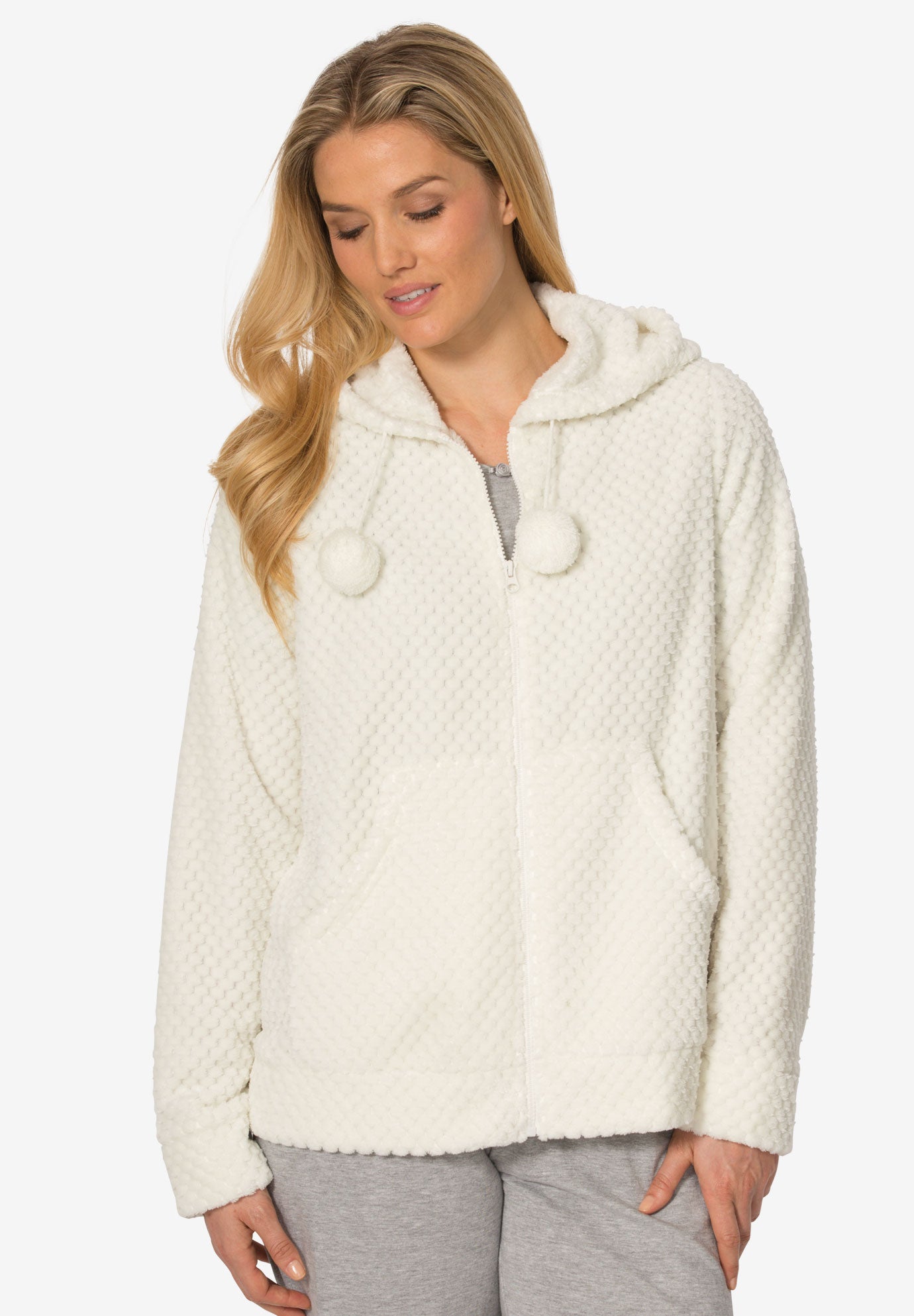 Plush Hooded Bed Jacket by Dreams & Co.® Woman Within
