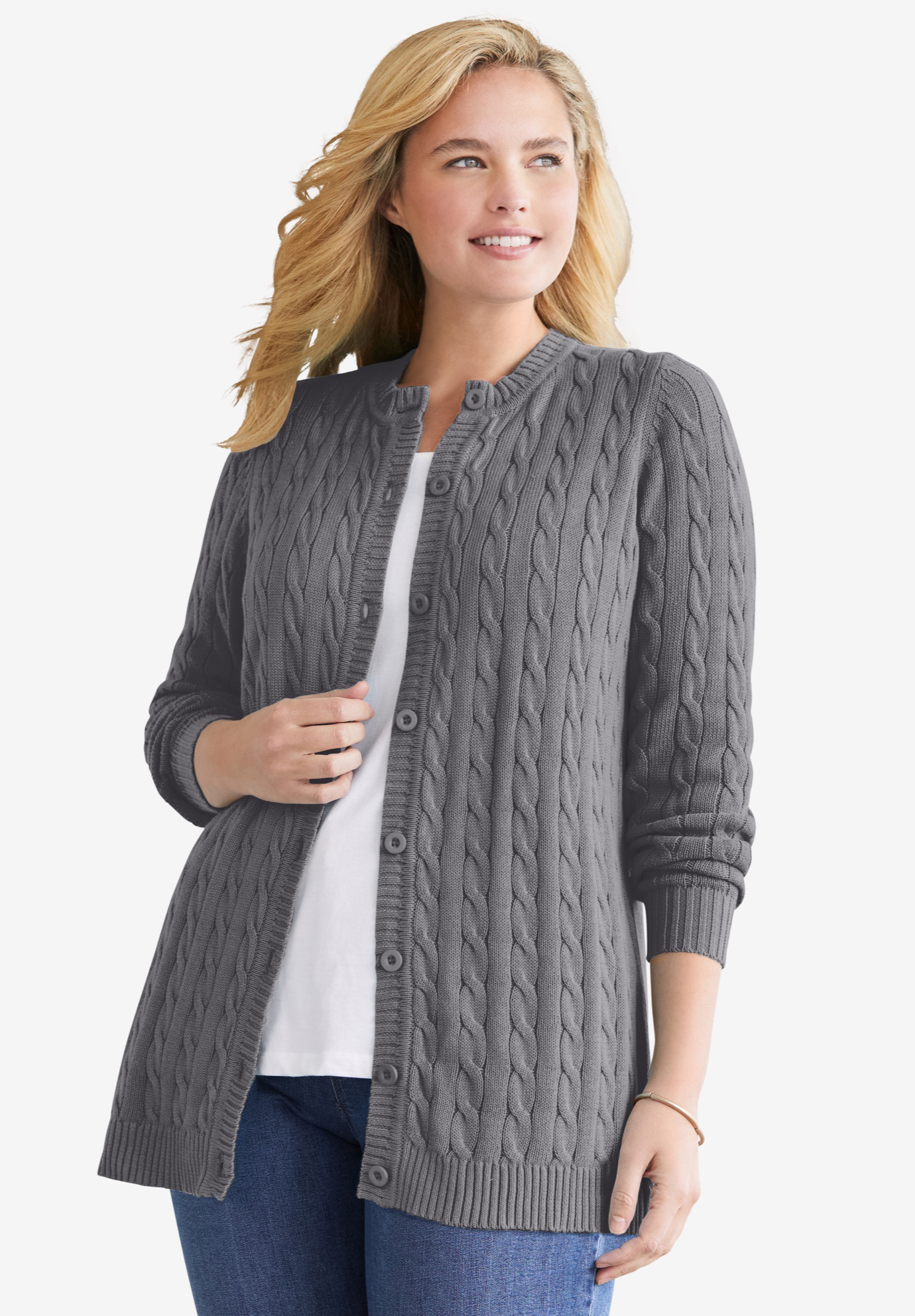 Cable Knit Cardigan | Woman Within
