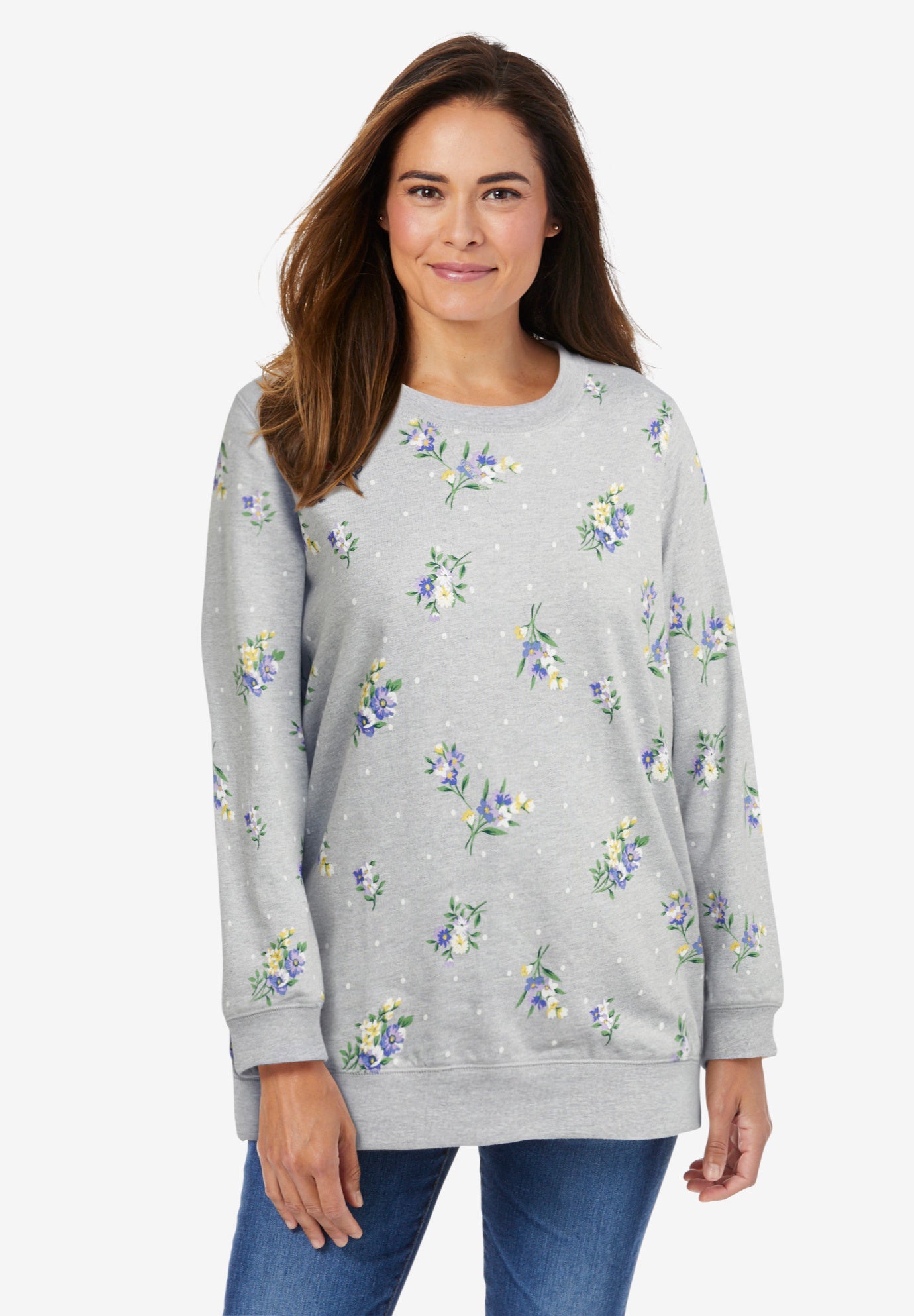 Woman Within Womens Plus Size French Terry Quarter-Zip Sweatshirt SWEATSHIRT
