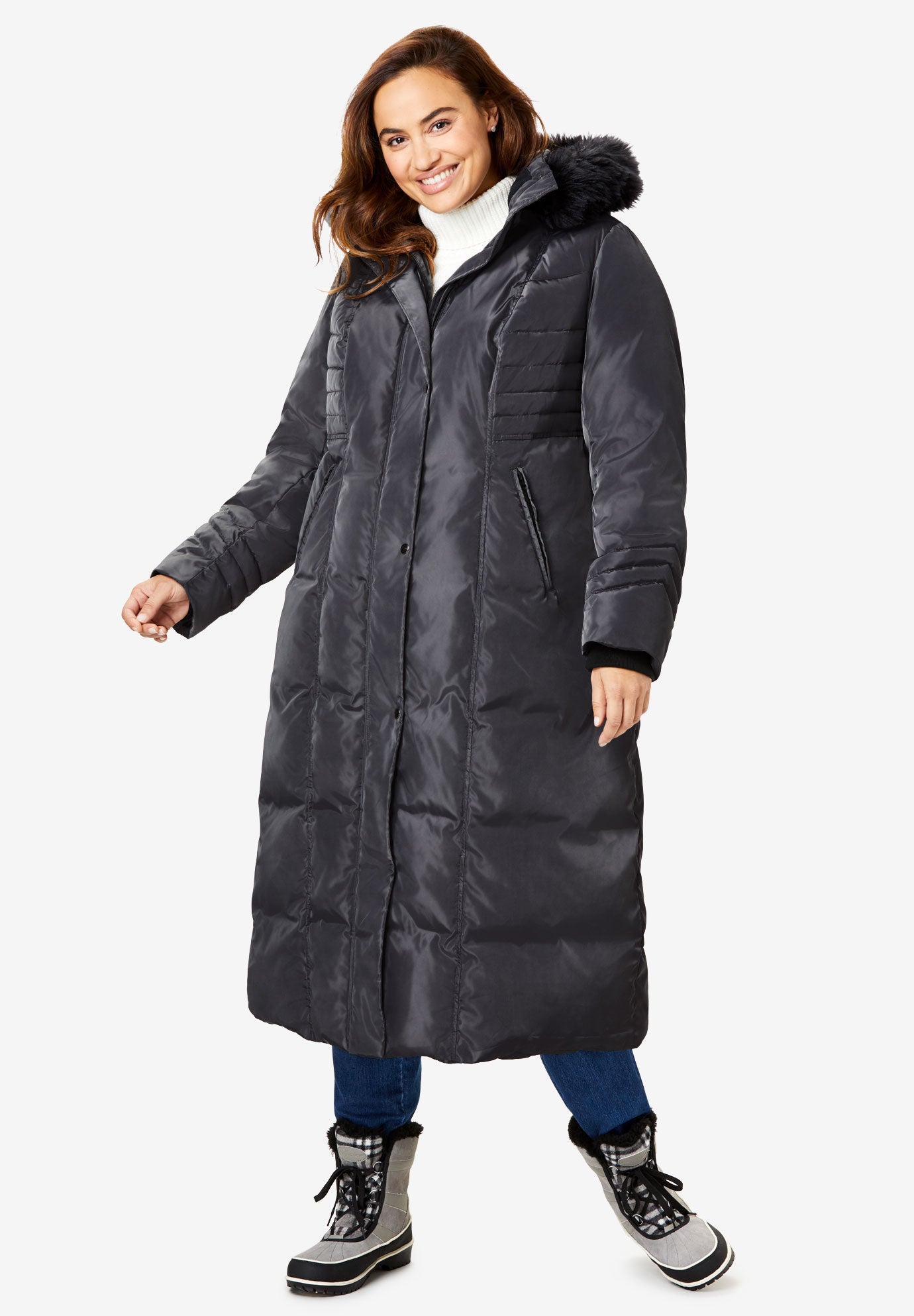 Hooded Faux Down Puffer Coat Plus Size Puffer Coats Woman Within