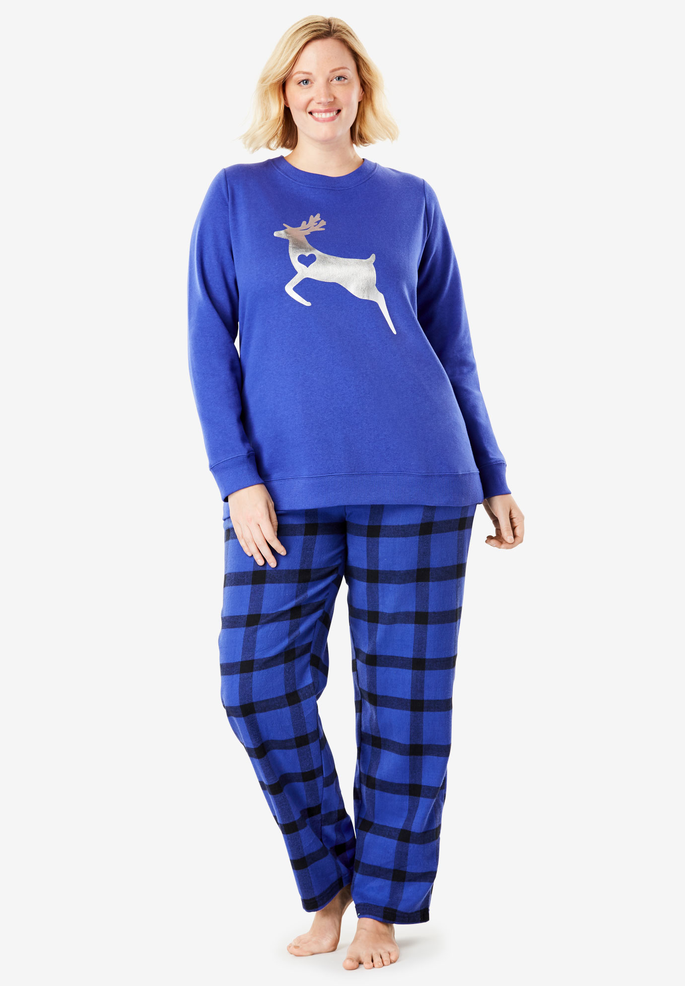 Fleece Sweatshirt & Pant Pajama Set by Dreams & Co.®| Plus Size Sleep | Woman Within