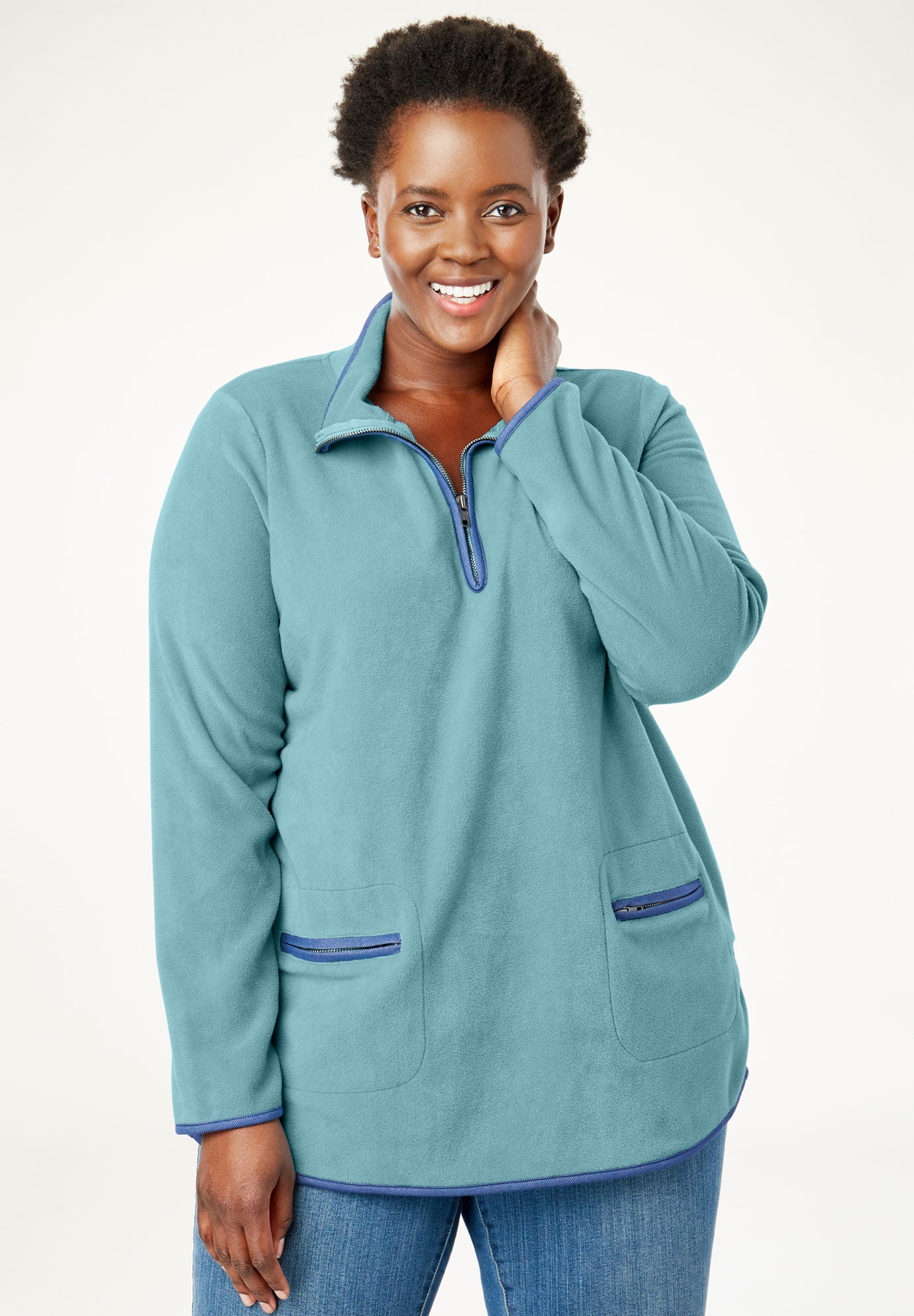 Download Quarter-Zip Microfleece Mock Neck Sweatshirt| Plus Size Sweatshirts & Hoodies | Woman Within