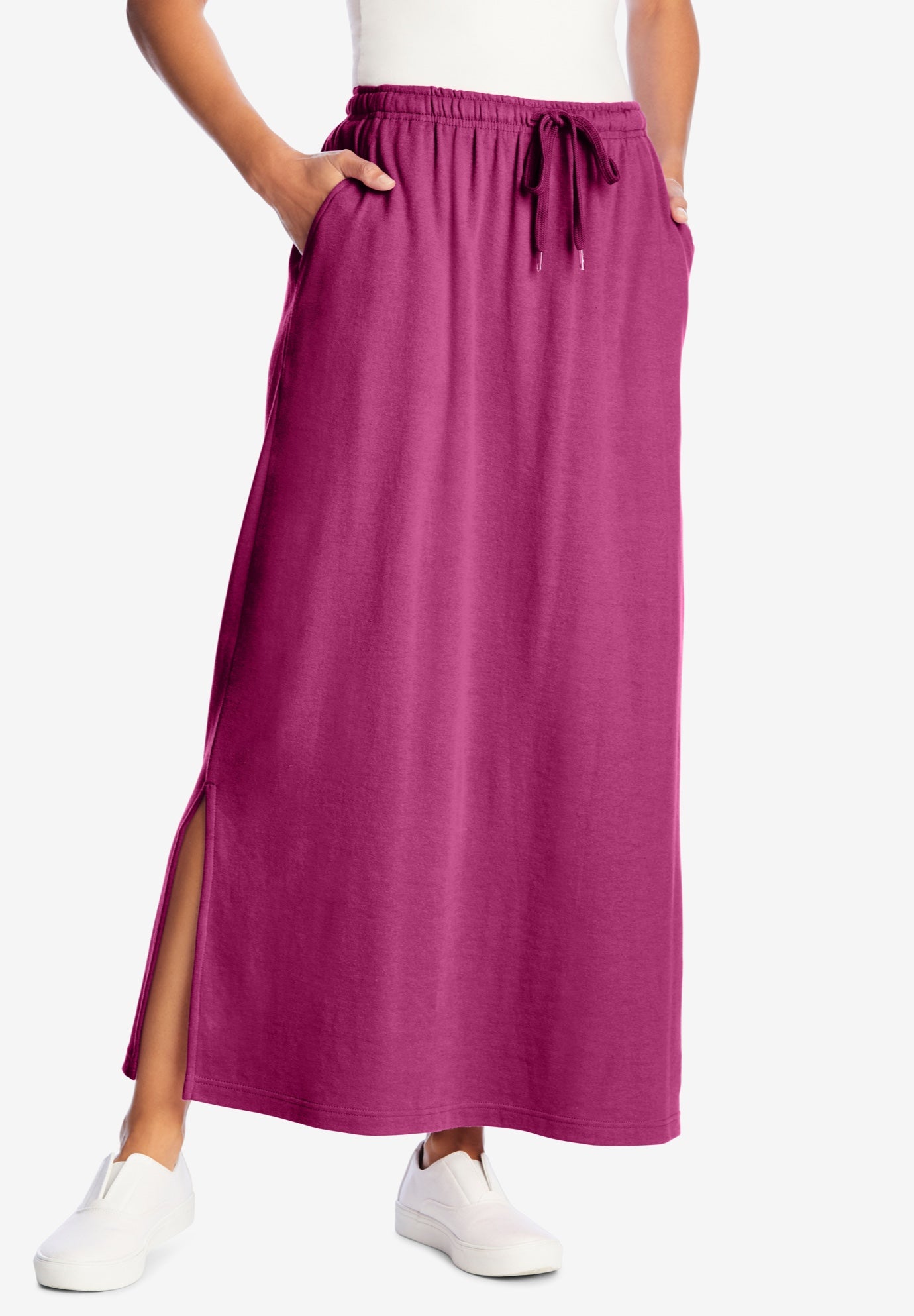 thigh split jersey skirt