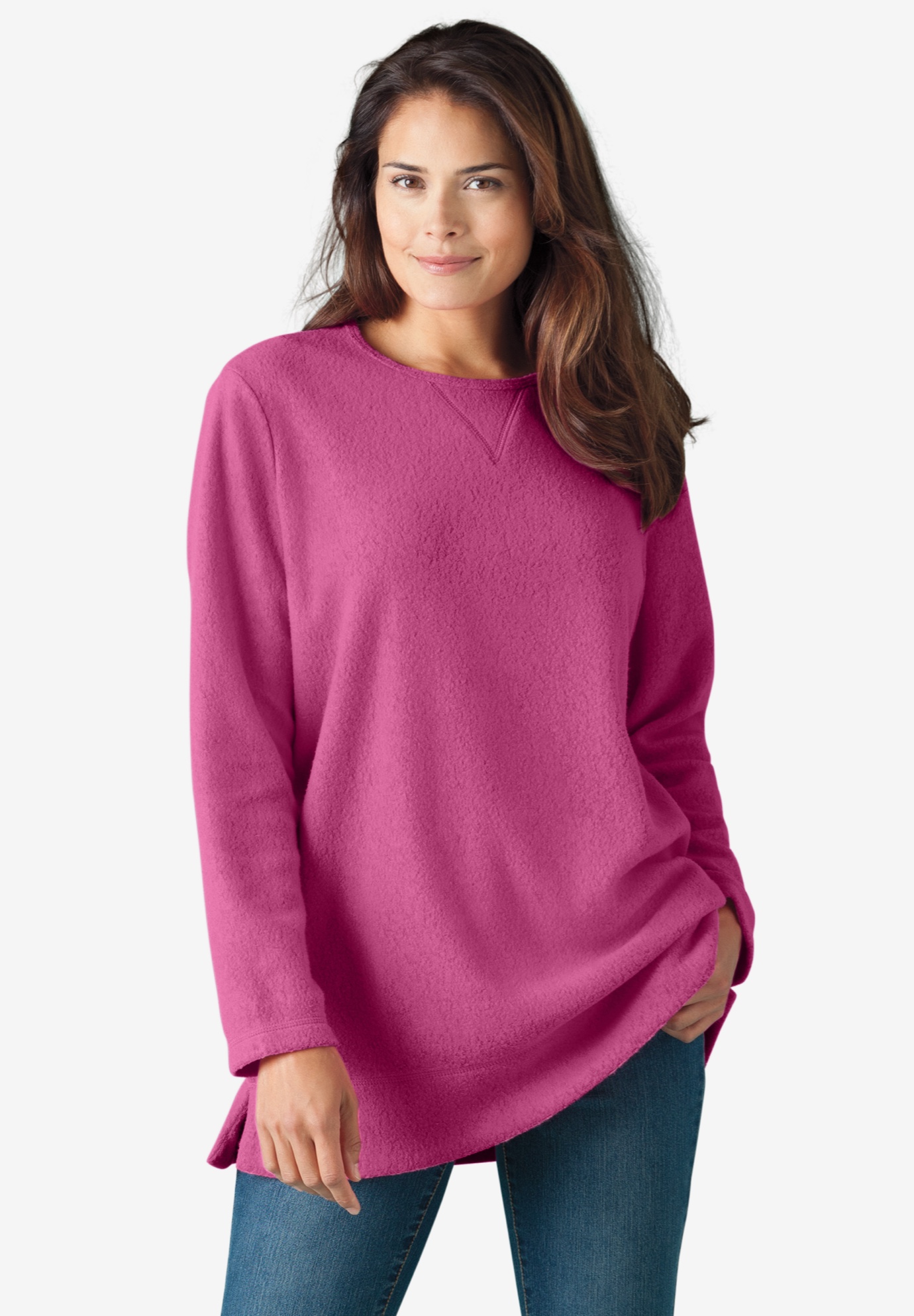 Sherpa Fleece Tunic Sweatshirt| Plus Size Sweatshirts & Hoodies | Woman ...