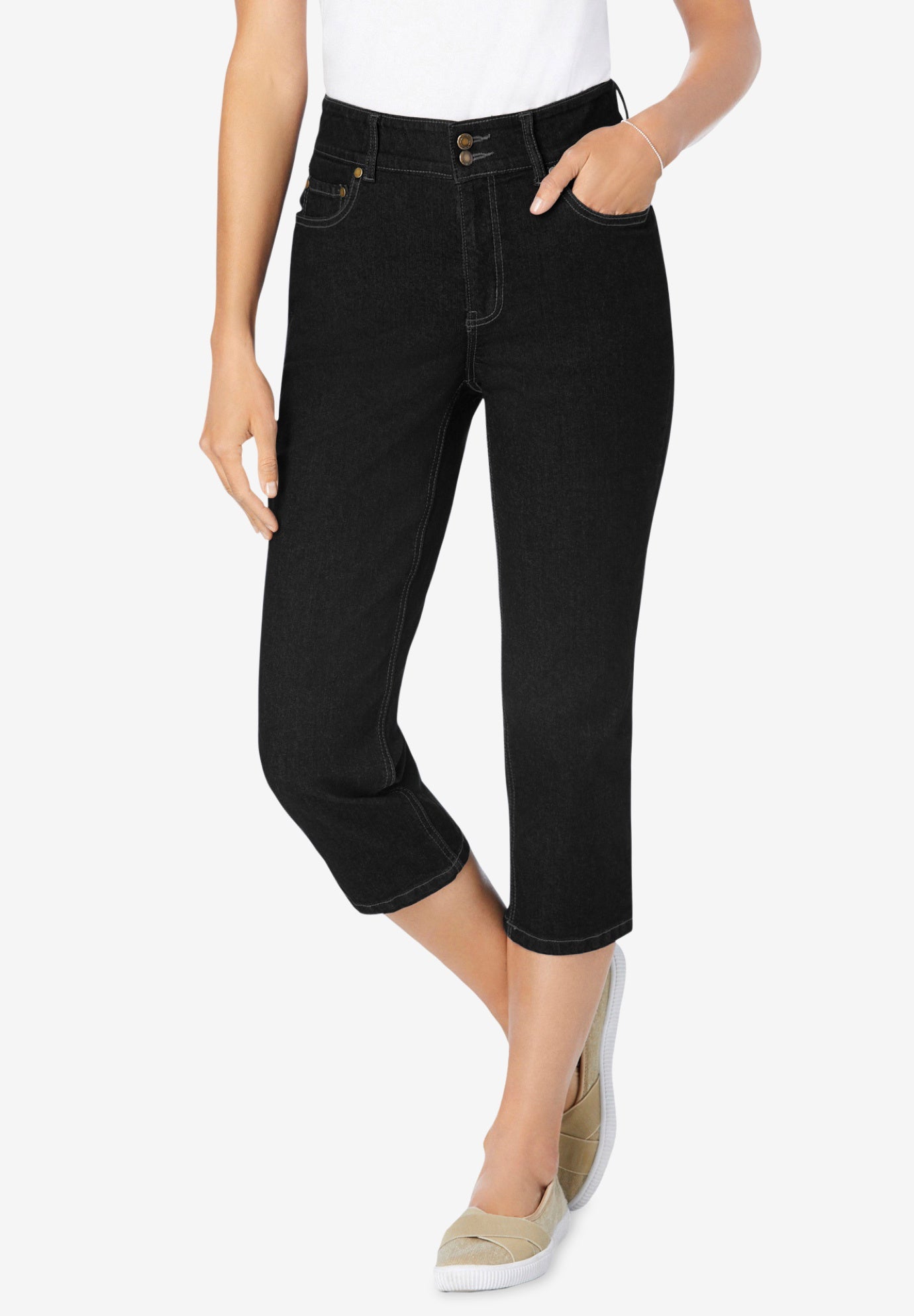 black denim capri jeans