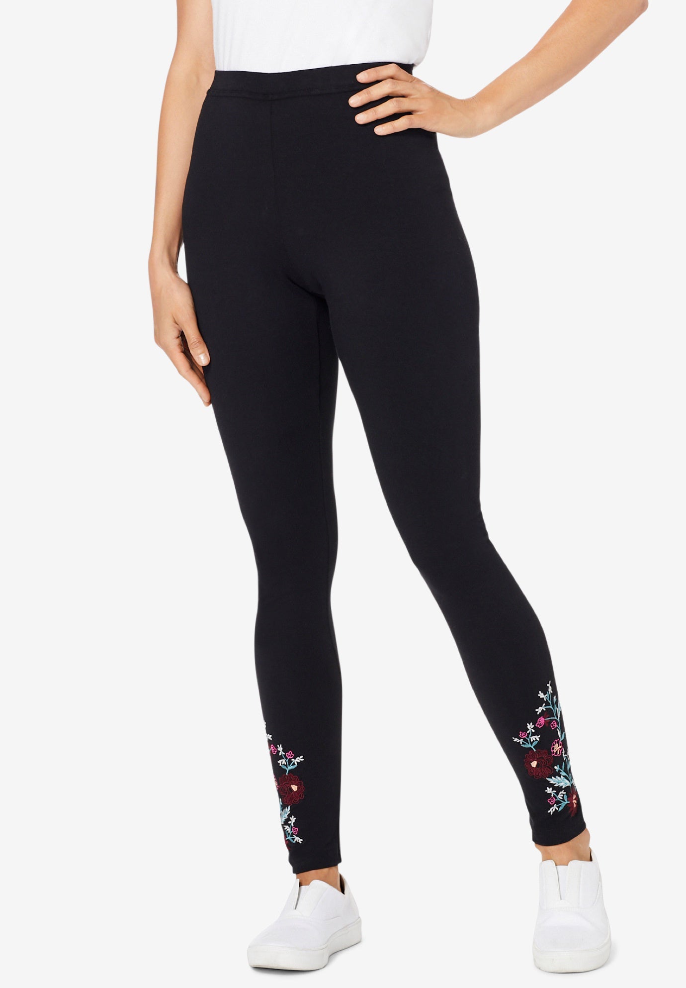 floral embroidered leggings