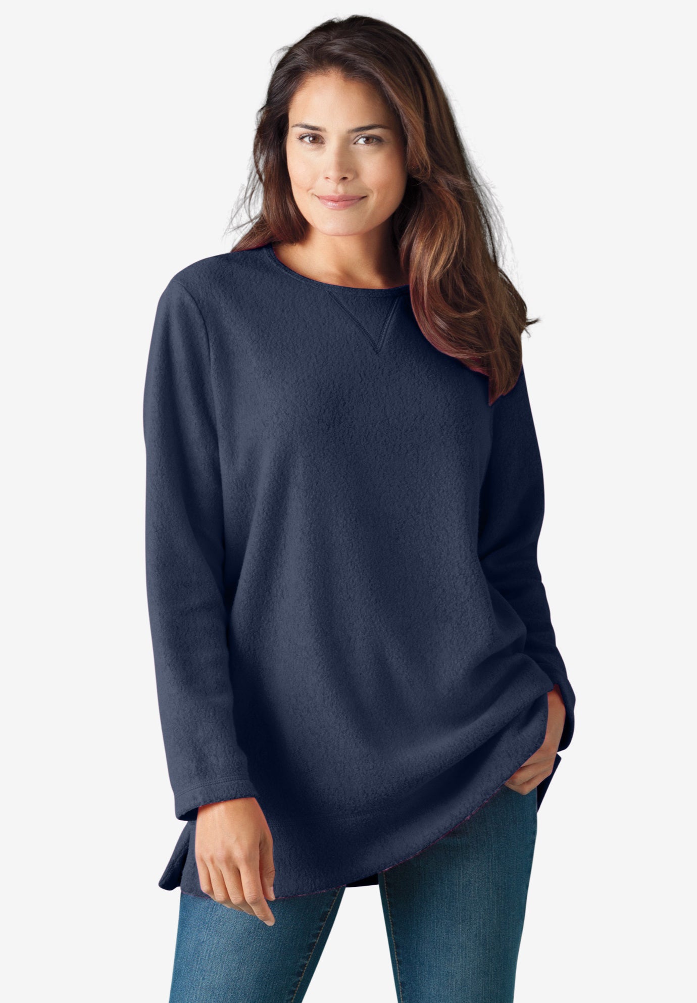fleece tunic sweatshirt