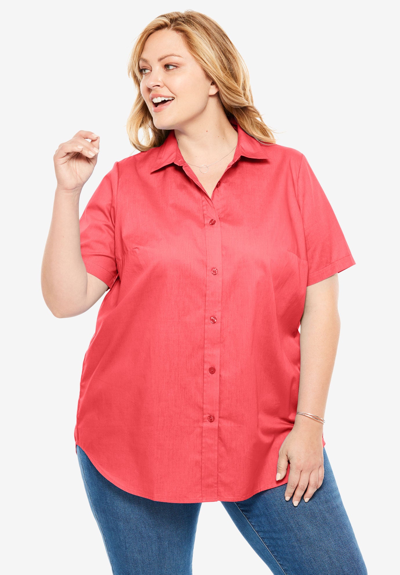 Perfect Short Sleeve Button Down Shirt Plus Sizetops Woman Within