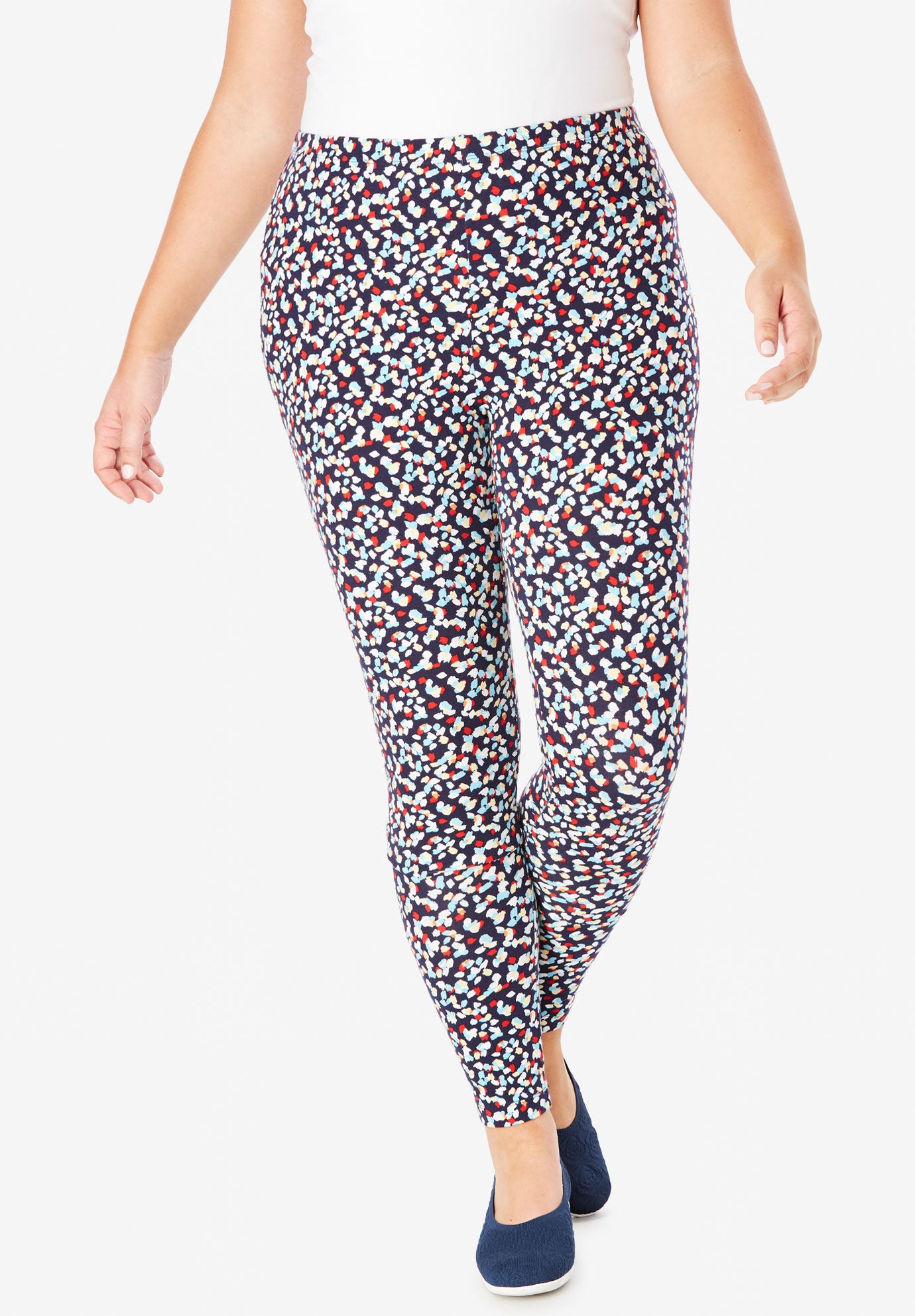Stretch Cotton Printed Legging Plus Size Leggings Woman Within
