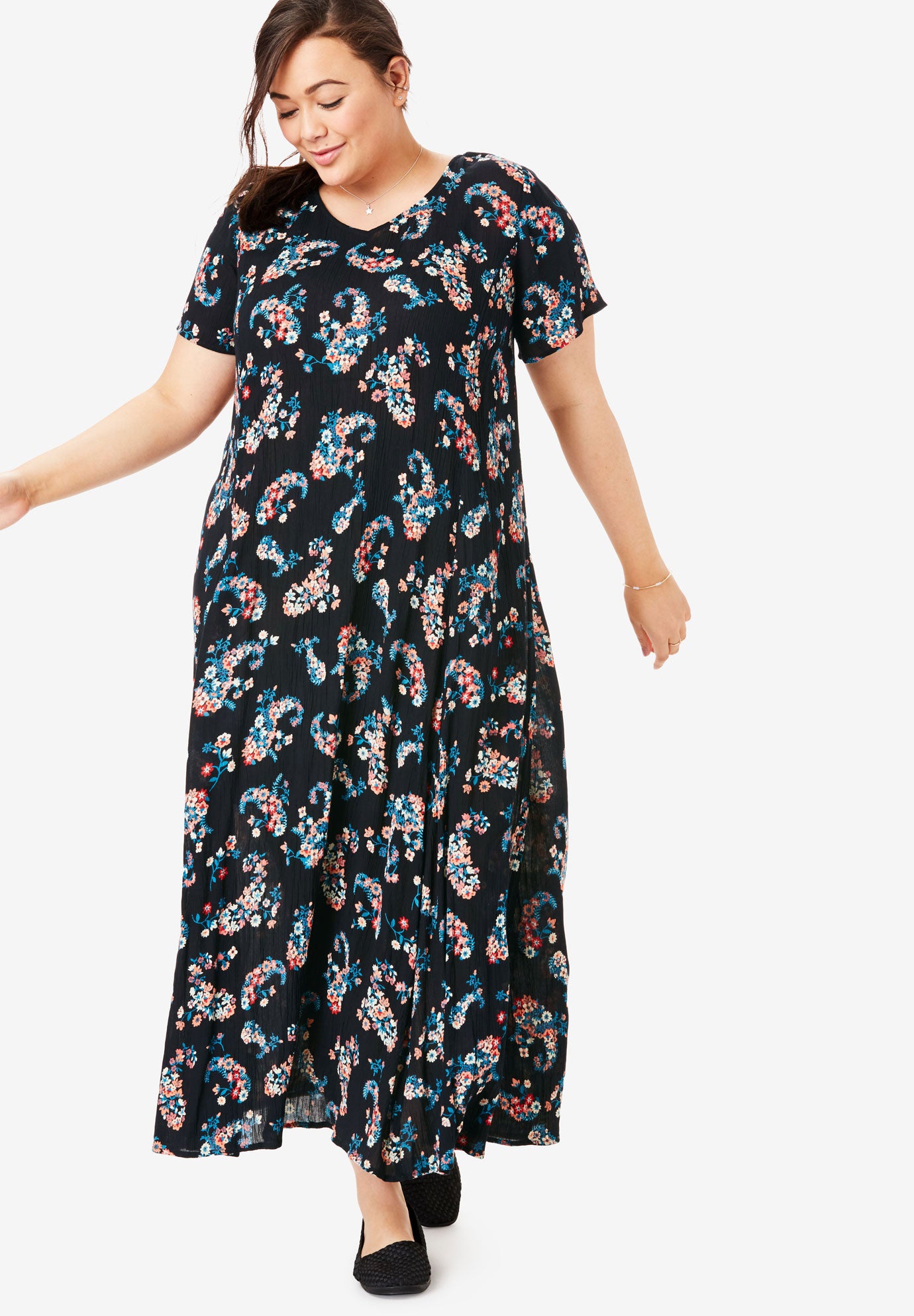 woman within crinkle maxi dress