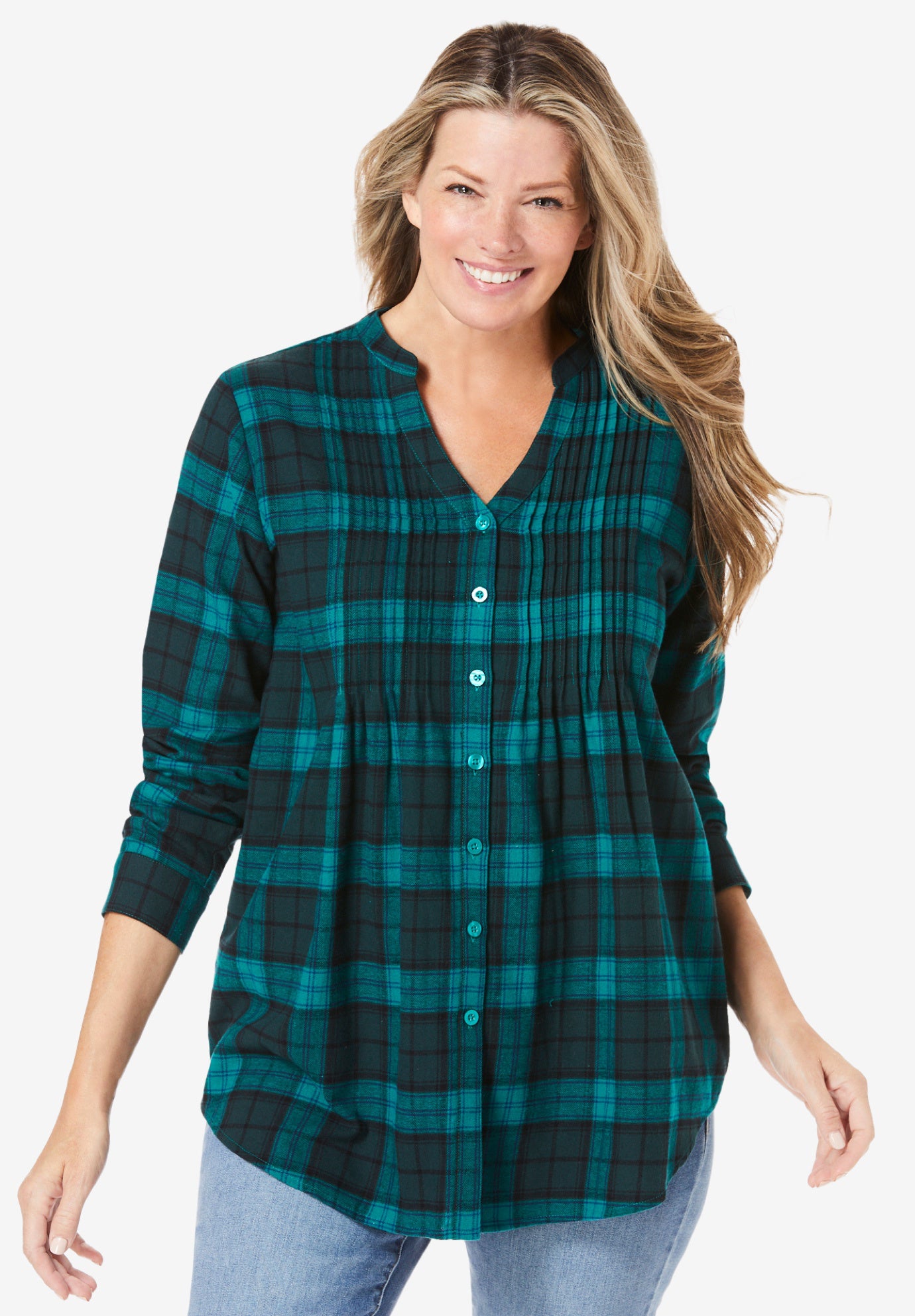 Woman within flannel shirts clearance