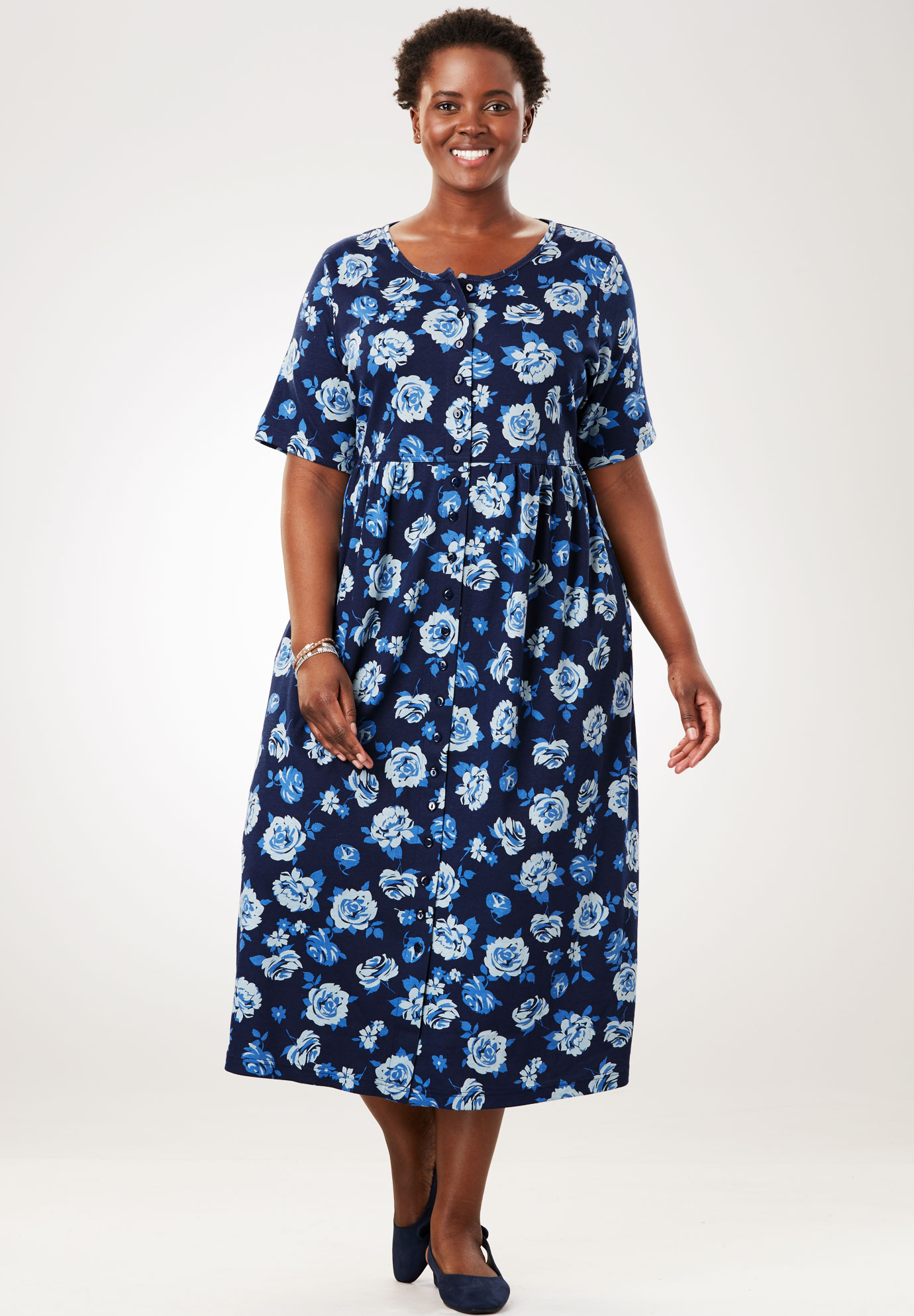 Button-Front Essential Dress | Woman Within