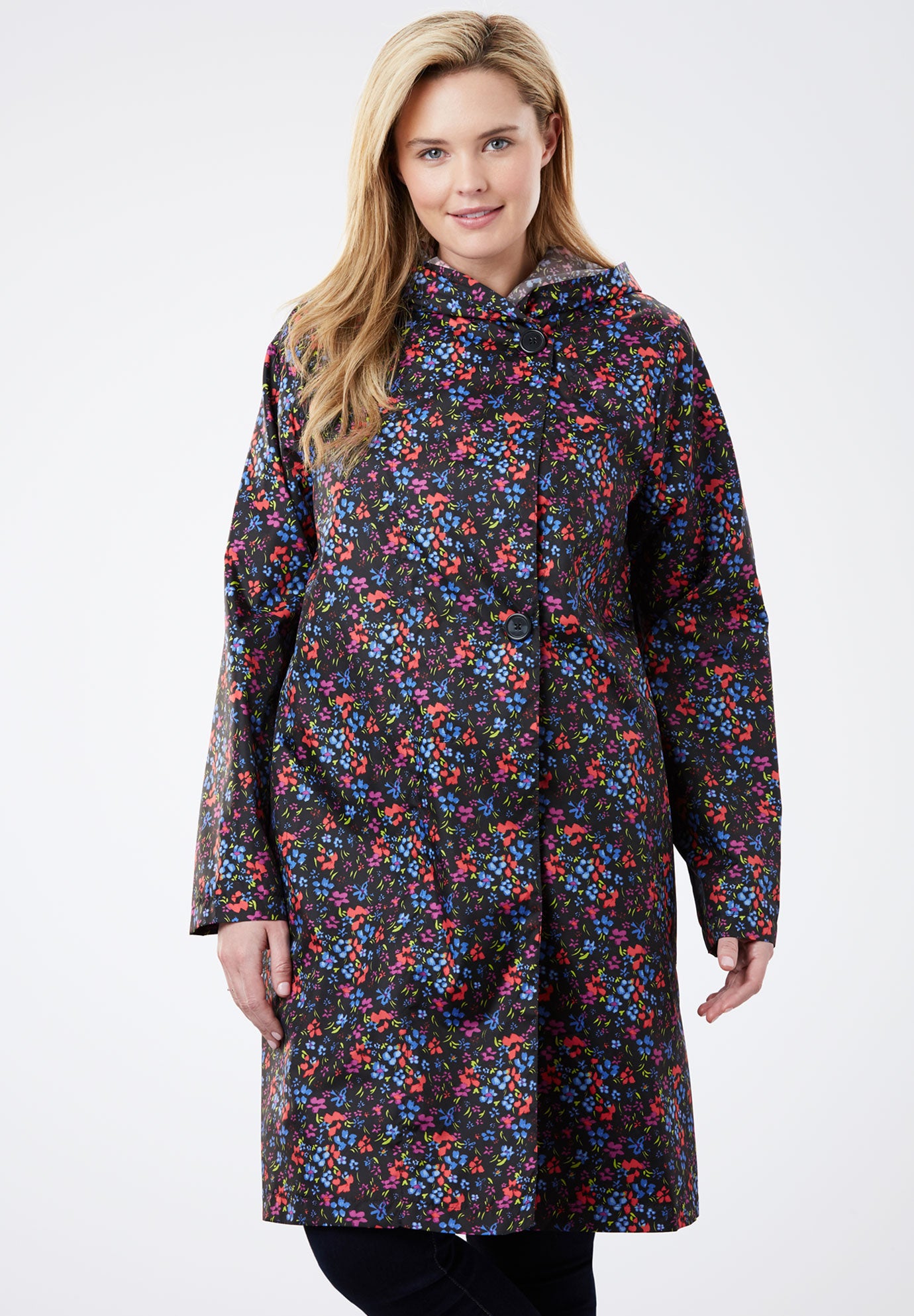 Packable Hooded Raincoat Plus Size Outerwear Woman Within