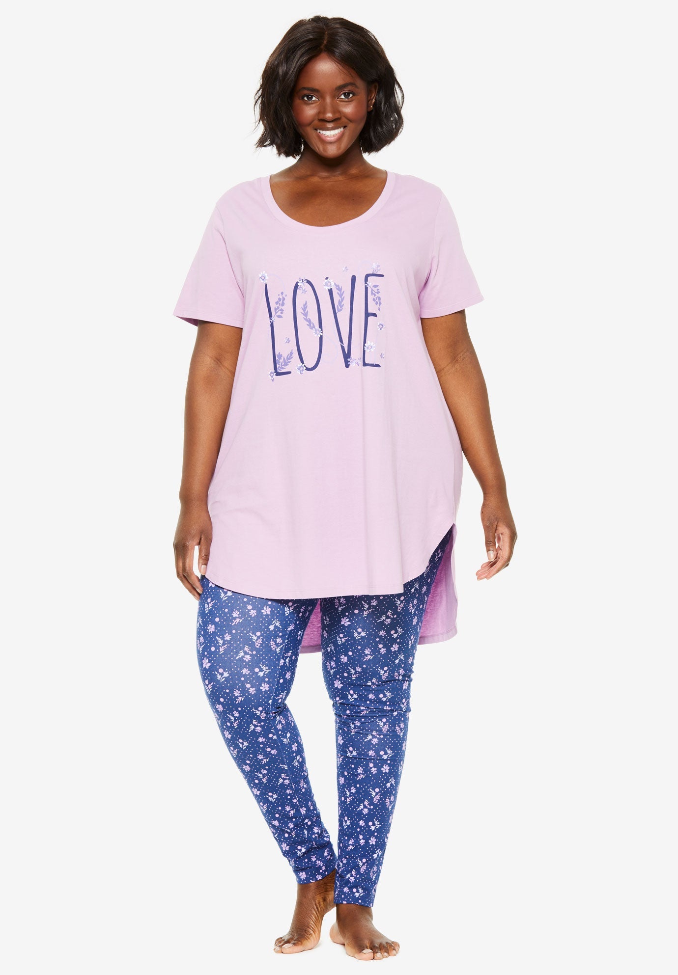 Graphic Tunic PJ Set by Dreams & Co.® Plus Size Pajama Sets Woman Within