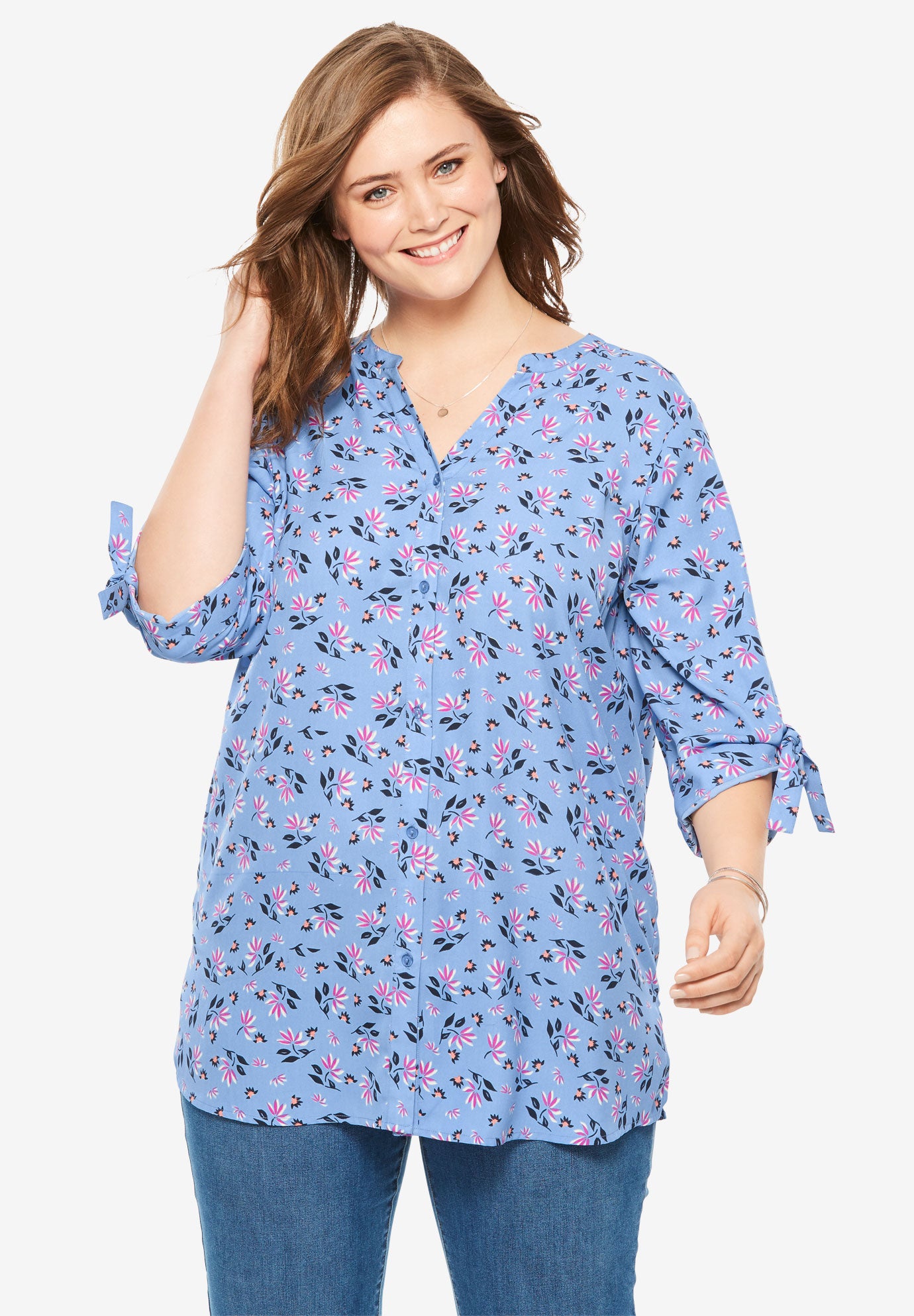 TieSleeve Button Down Tunic Woman Within