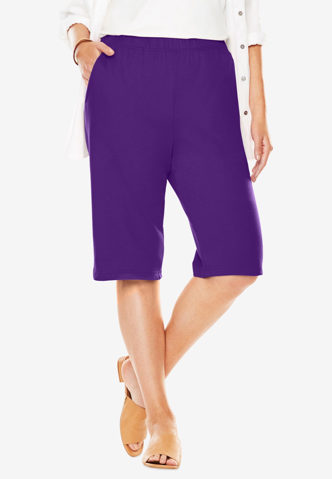Women's cotton knit bermuda shorts sale