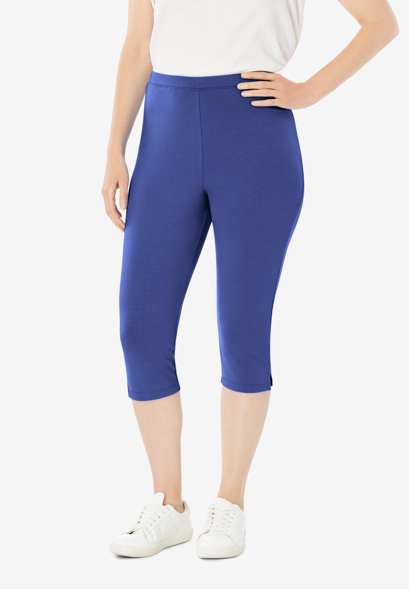 Stretch Cotton Capri Legging Woman Within