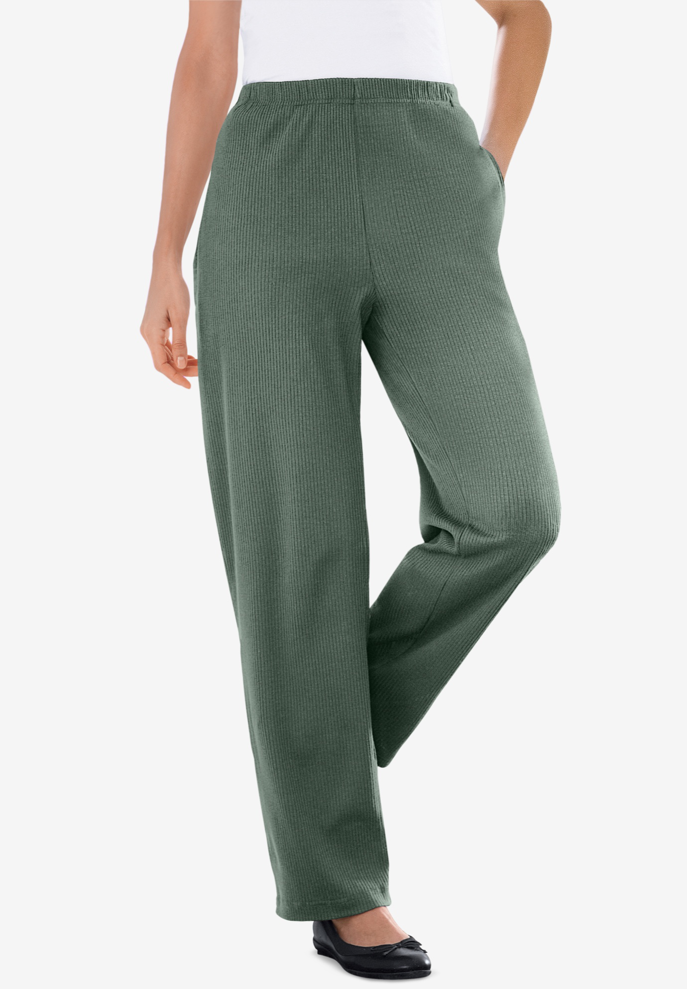 7-Day Knit Ribbed Straight Leg Pant| Plus Size Pants | Woman Within