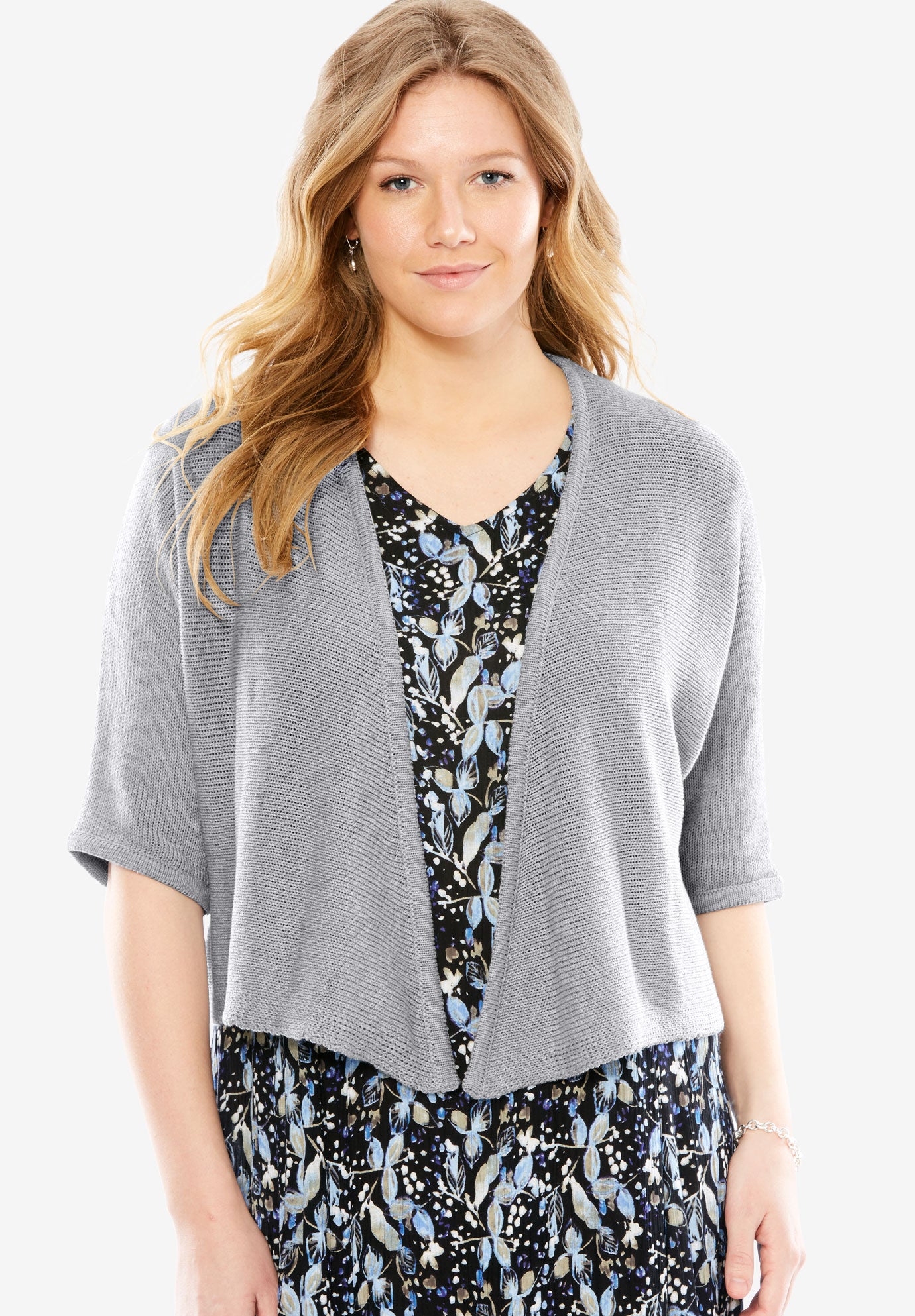 Open Stitch Dress Cardigan Woman Within