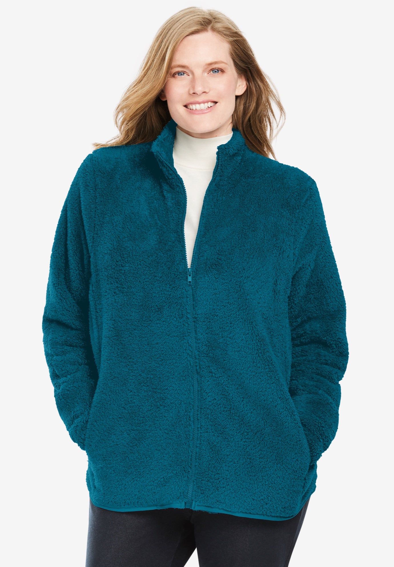 Fluffy Fleece Jacket | Woman Within