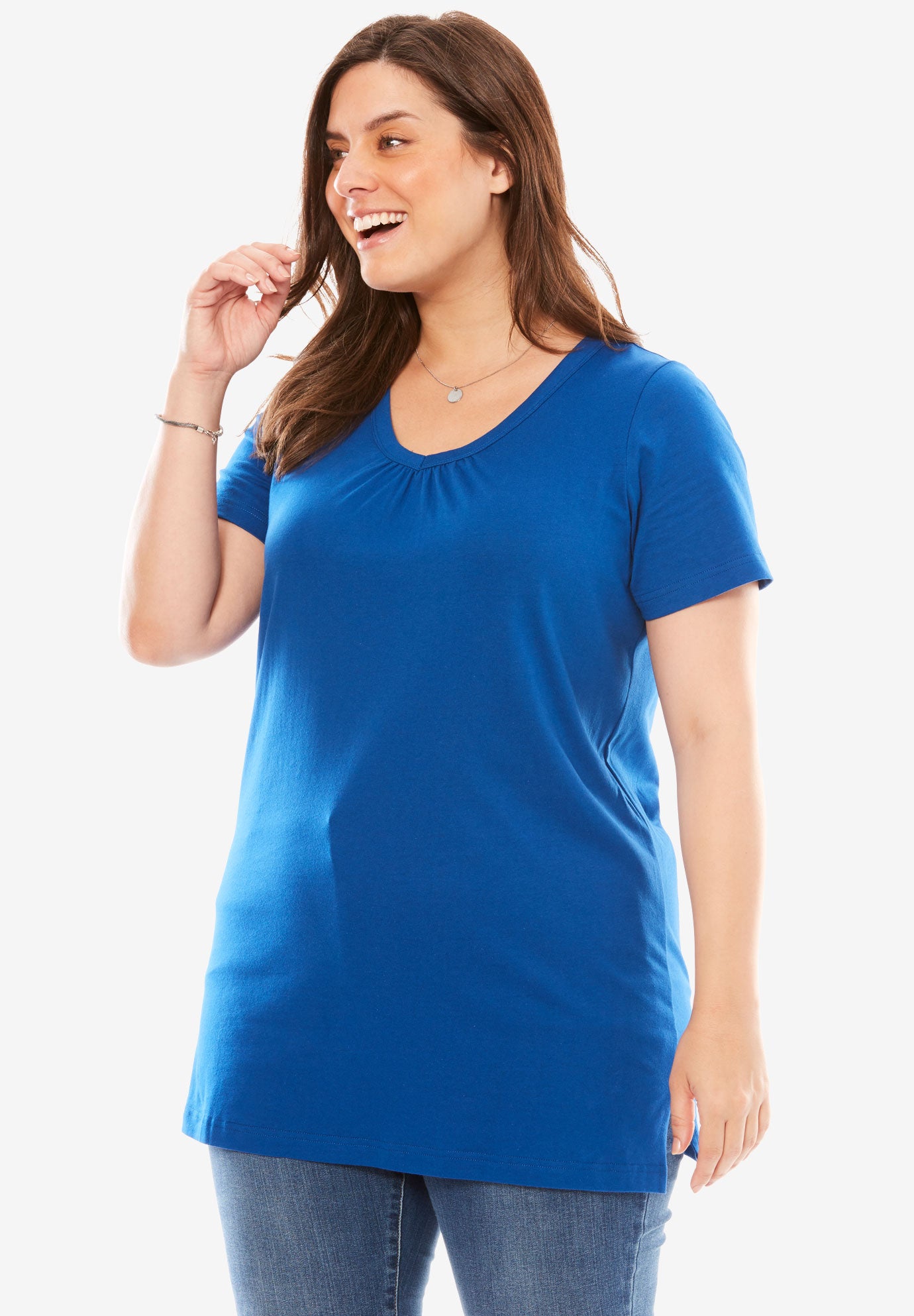 perfect shirred v neck tunic plus size tunics woman within plus size tunic