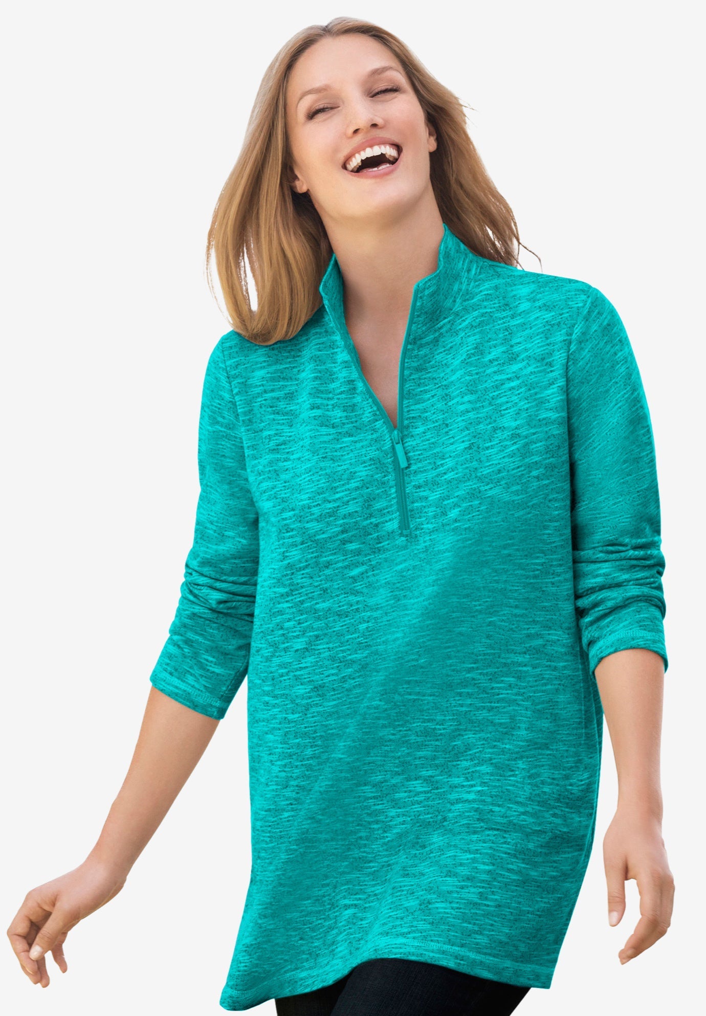 French Terry QuarterZip Sweatshirt Woman Within