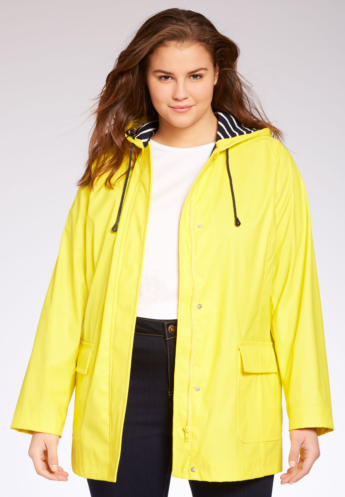 Short, water-resistant raincoat| Plus Size Outerwear | Woman Within
