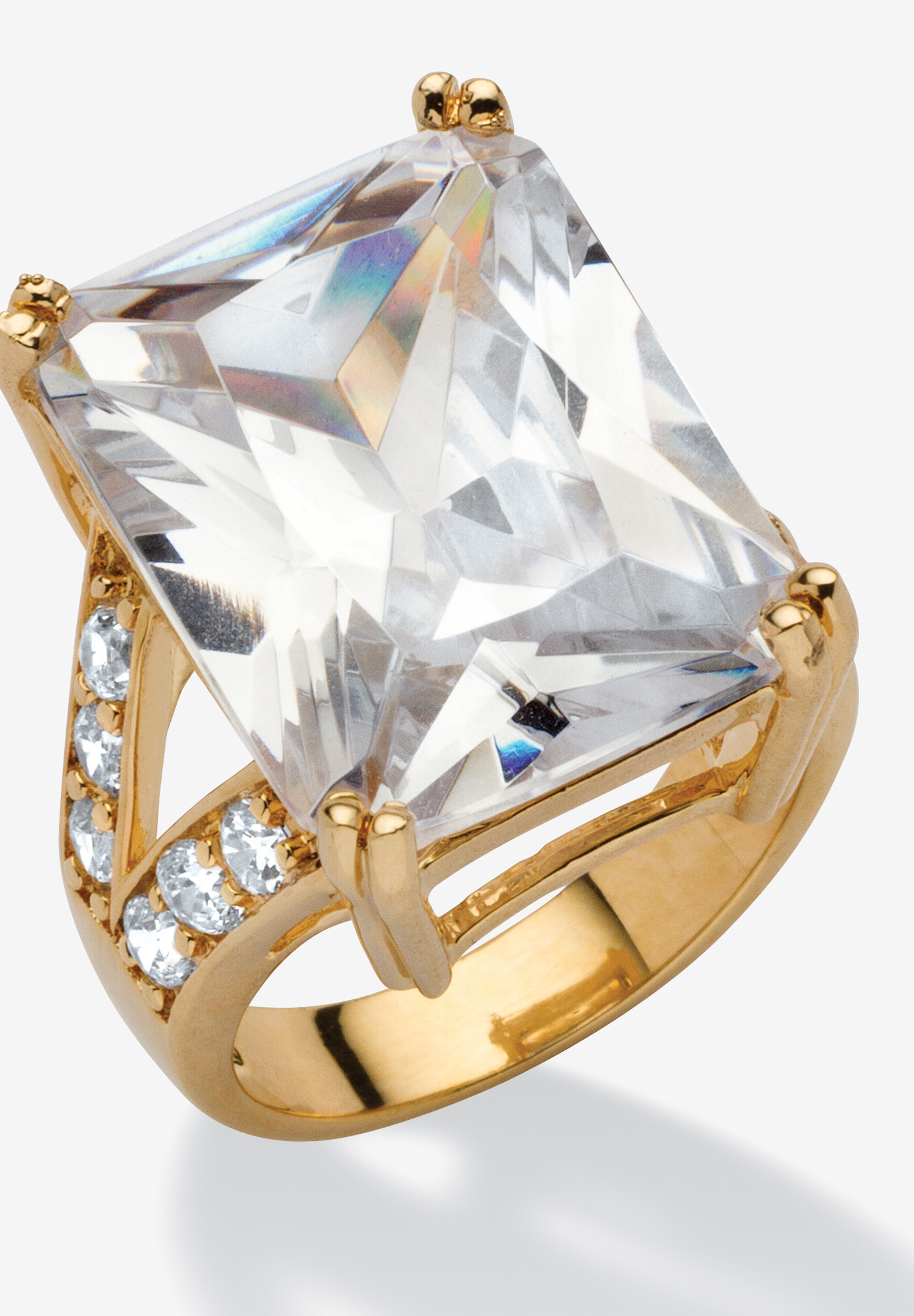 Emerald-Cut Cubic Zirconia Ring in Goldplate | Woman Within