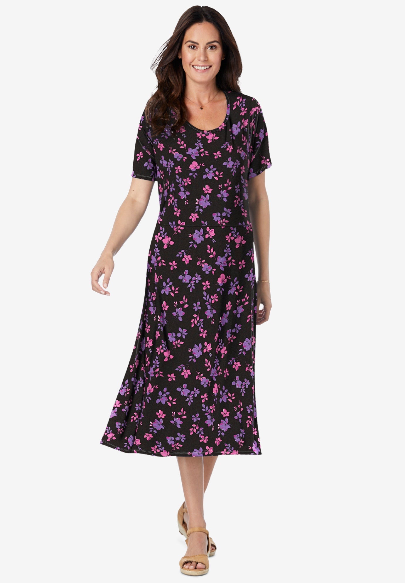 women's short sleeve fit and flare dress