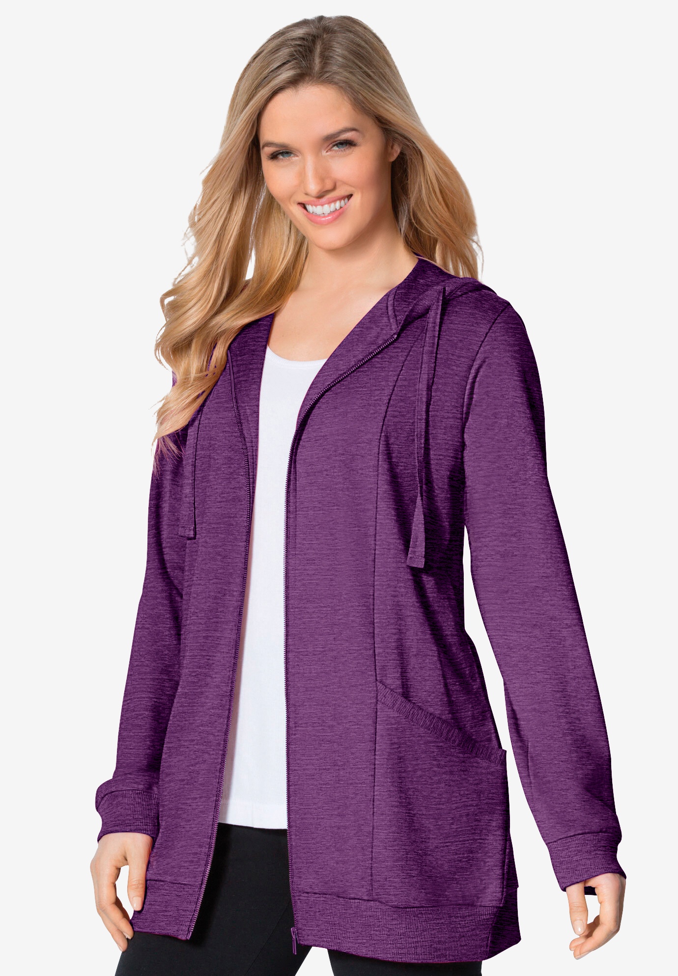 Download Zip Front Tunic Hoodie | Woman Within