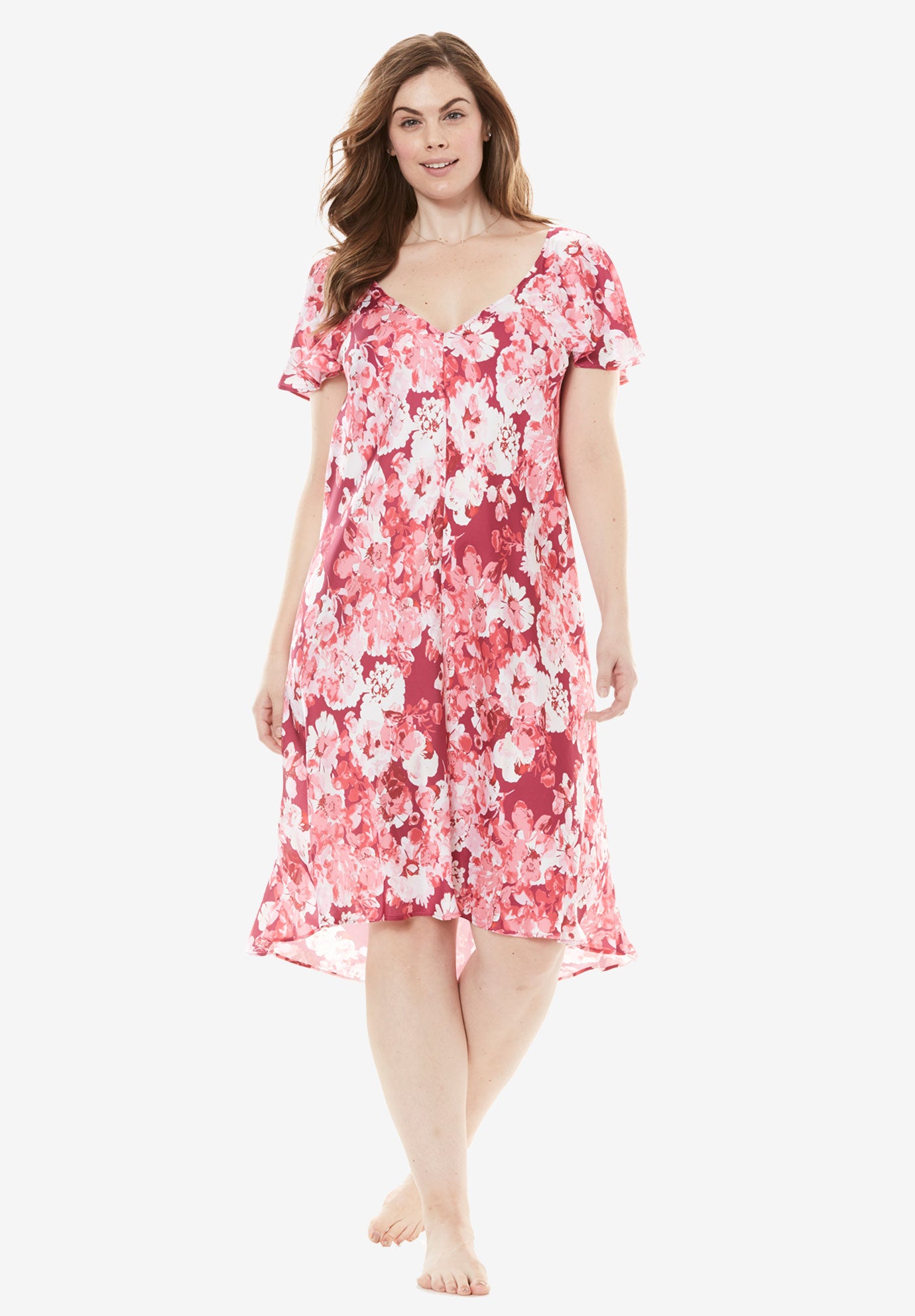 The Luxe Satin Flutter-Sleeve Nightgown by Amoureuse®| Plus Size Sleep ...