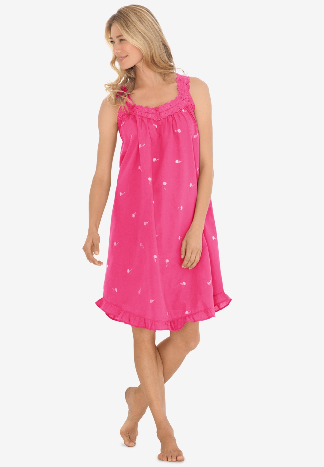 Short Embroidered Nightgown Woman Within