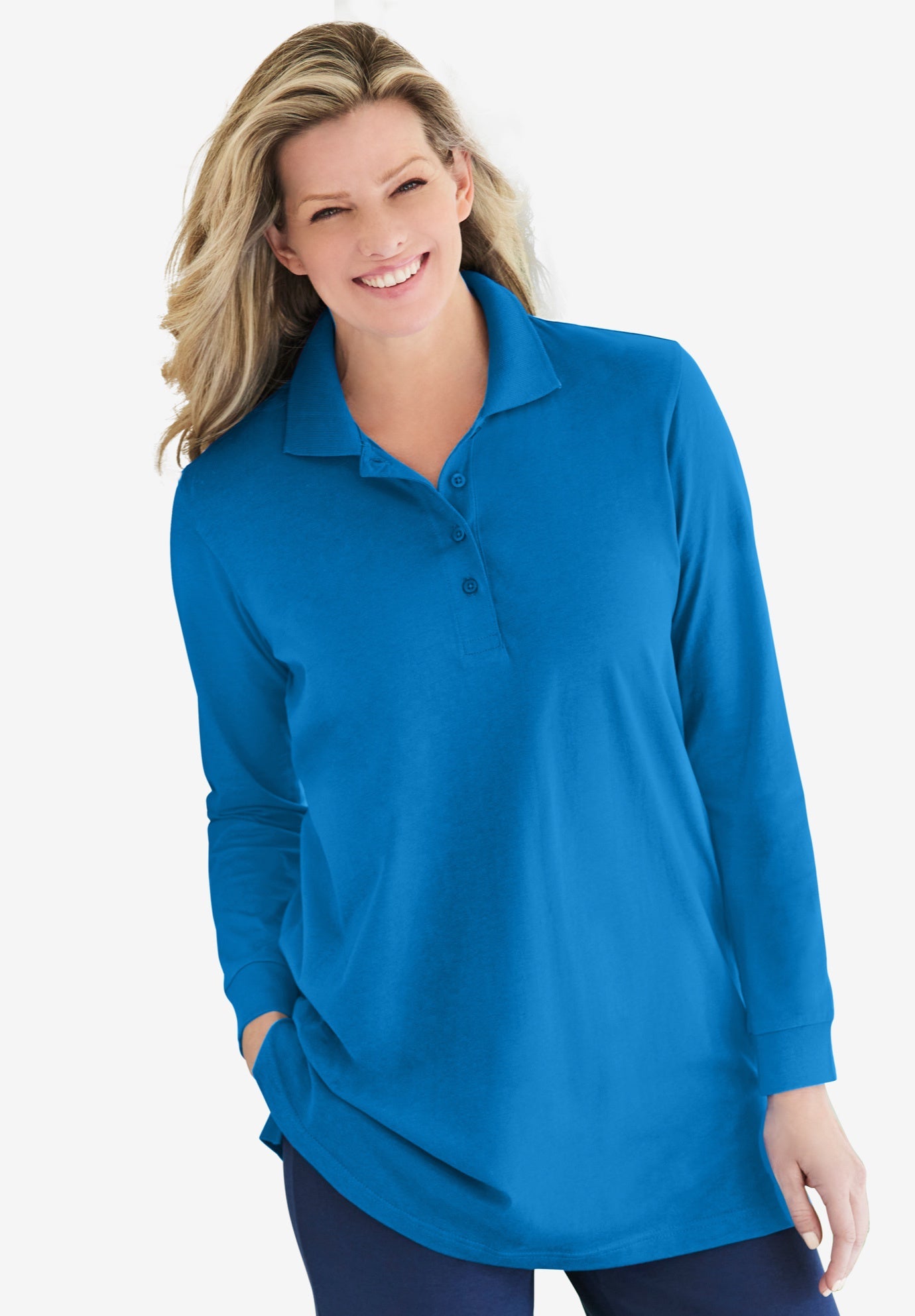 Women’s Long Sleeve Fine Knit Polo