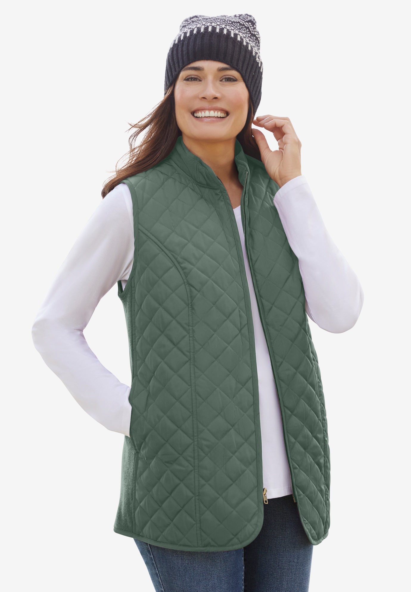 ZipFront Quilted Vest Woman Within