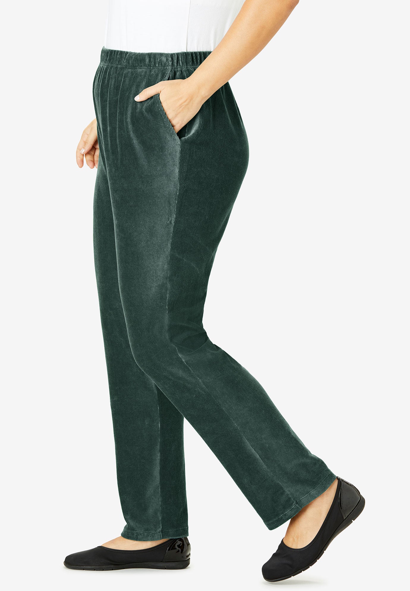 Ribbed Velour Straight Leg Pant Woman Within