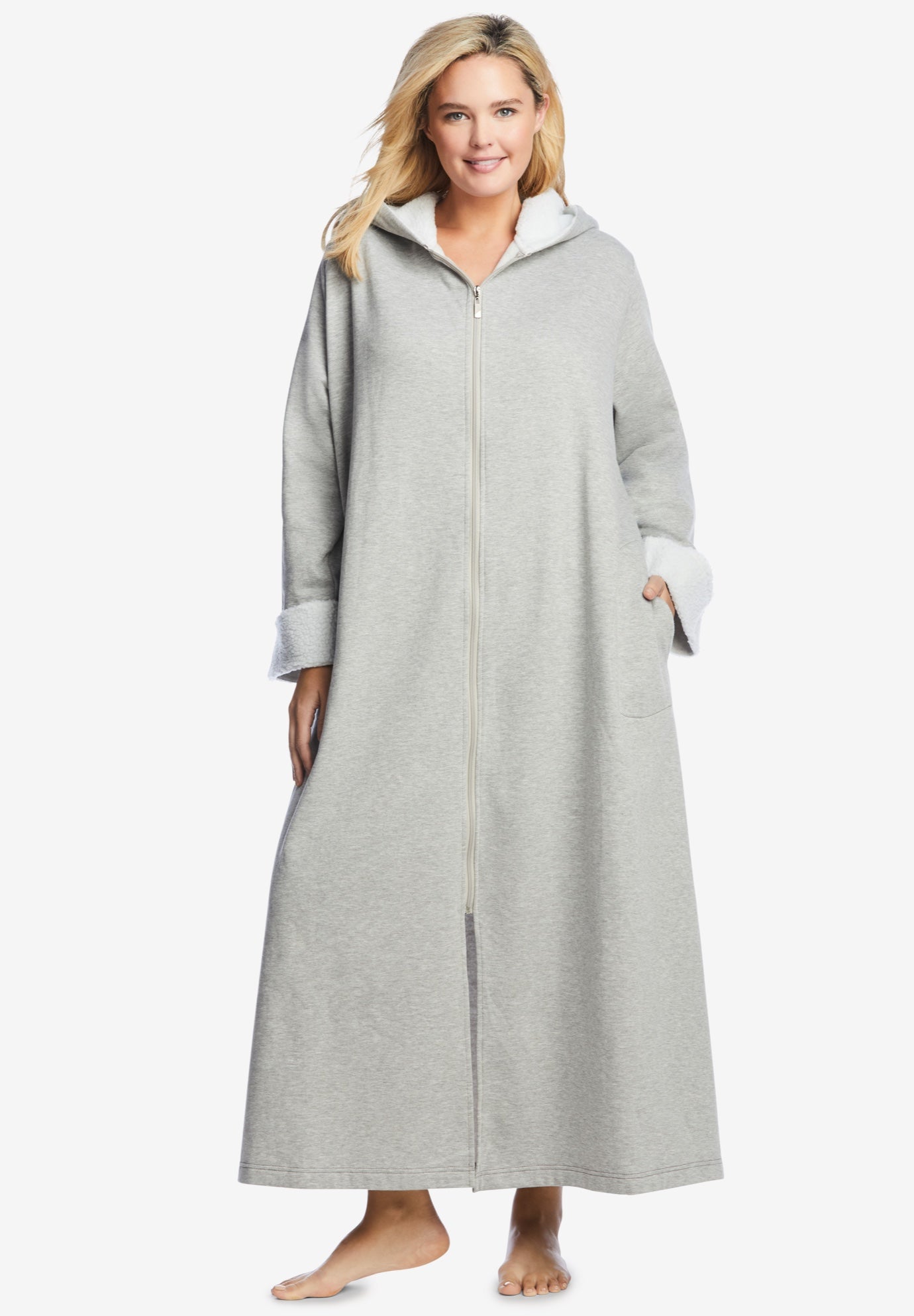 Sherpalined long hooded robe by Dreams & Co.® Woman Within