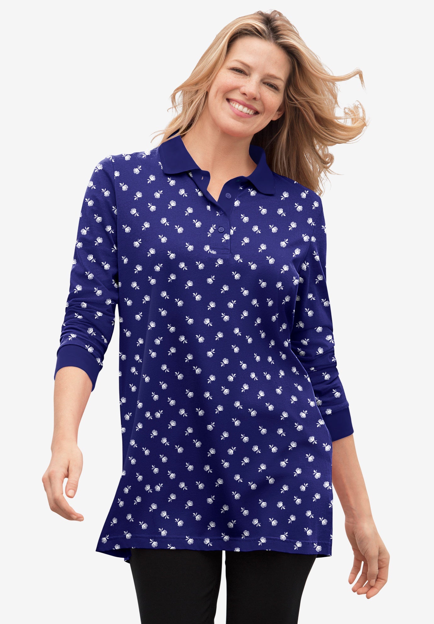 Floral long sleeve polo Clearance