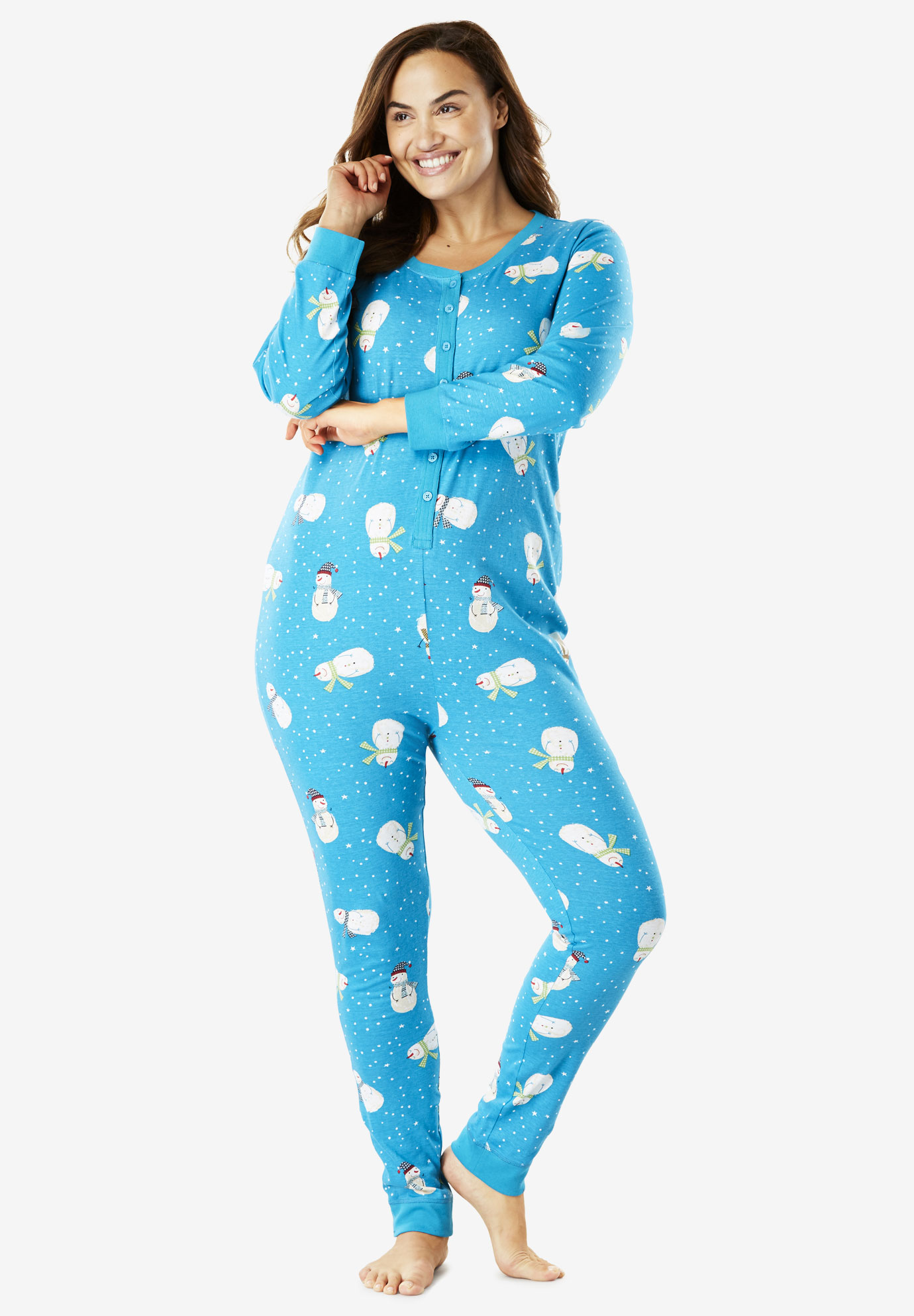 Holiday Print Onesie Pajama by Dreams & Co.®| Plus Size Sleep | Woman Within