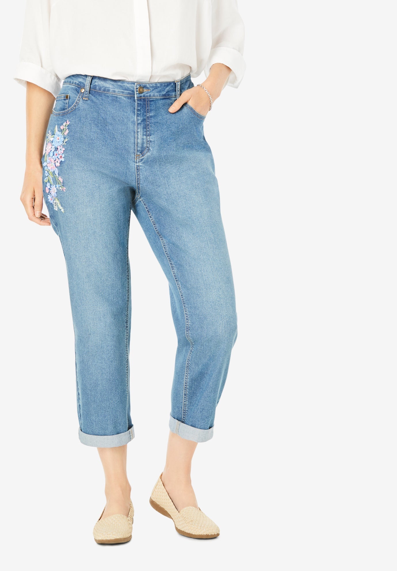 Girlfriend Stretch Jean Plus Size Straight Leg Jeans Woman Within