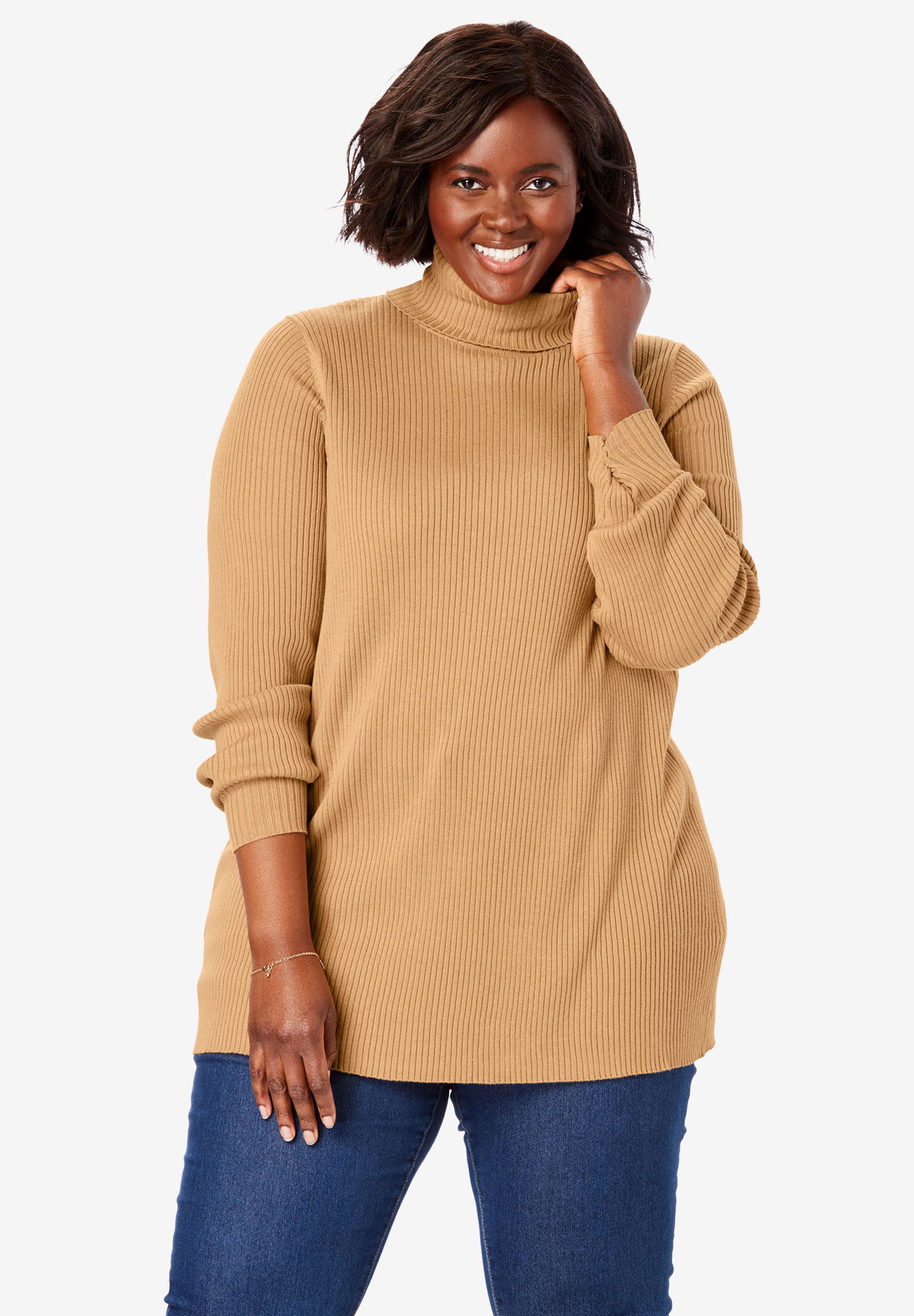 Rib Knit Turtleneck Sweater | Woman Within