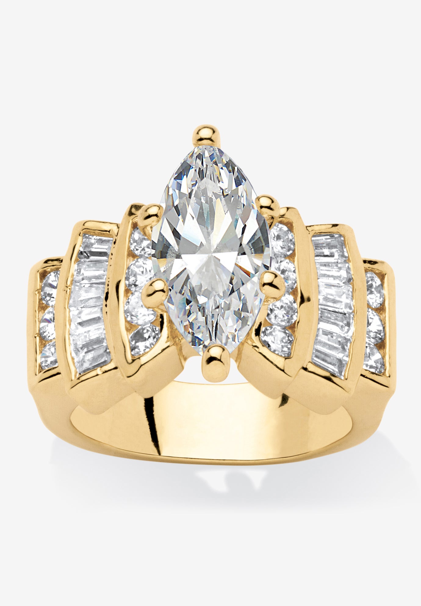 Marquise CZ 2 Tone Gold Ion Plated Stainless Steel Wedding Ring Set SZ 5-10 Marquise CZ 2 Tone Gold Ion Plated Stainless Steel Wedding Ring Set SZ 5-10
