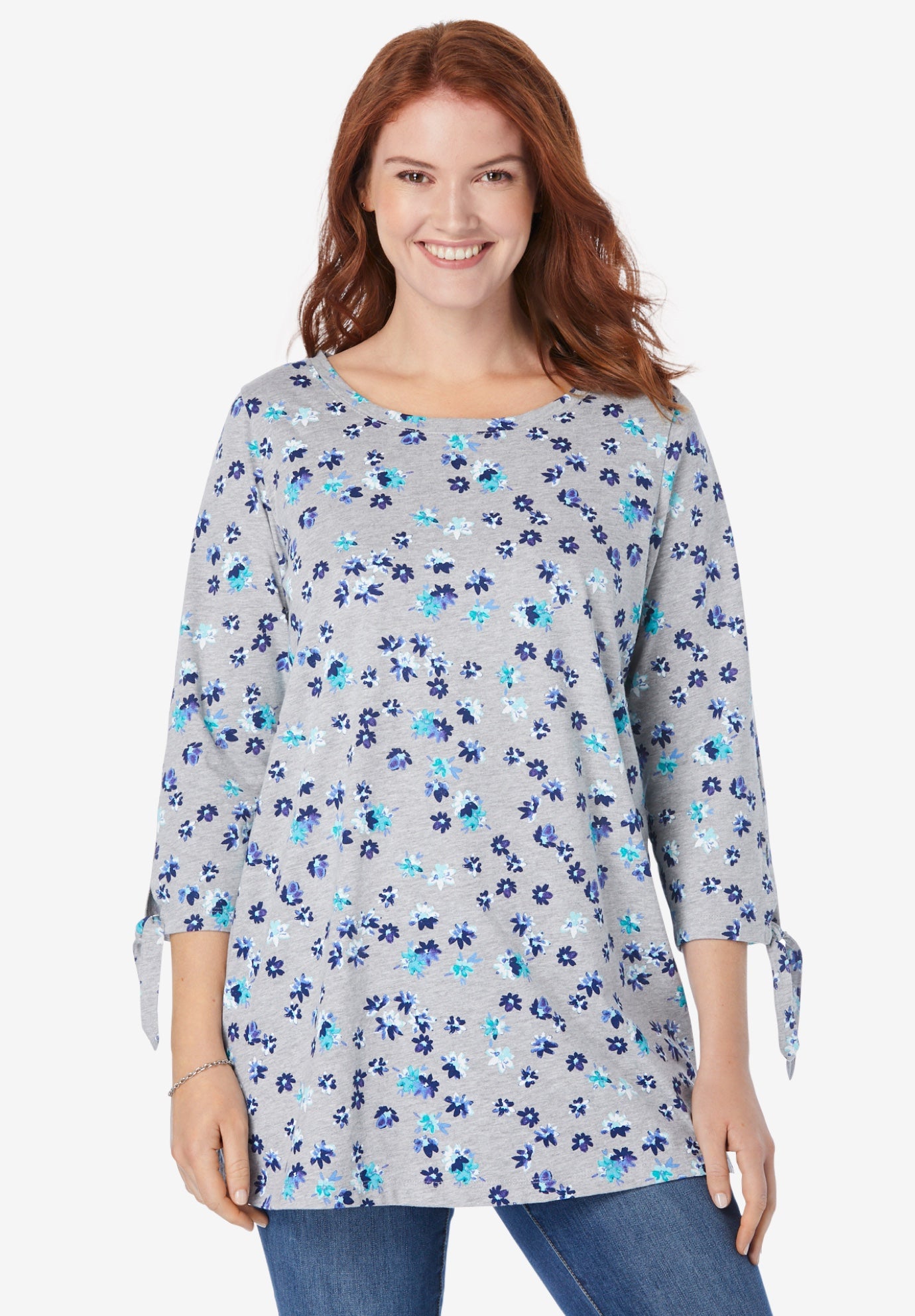 Perfect ThreeQuarter TieSleeve Tee Woman Within