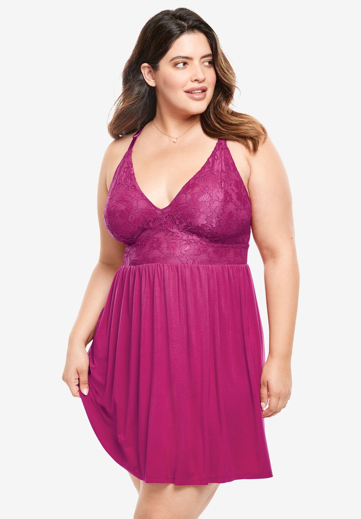 Lace Trim Babydoll by Amoureuse® Woman Within